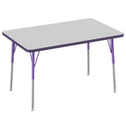 30" x 48" Rectangle T-Molding Activity Table with Adjustable Standard Swivel Glide Legs - Gray/Purple
