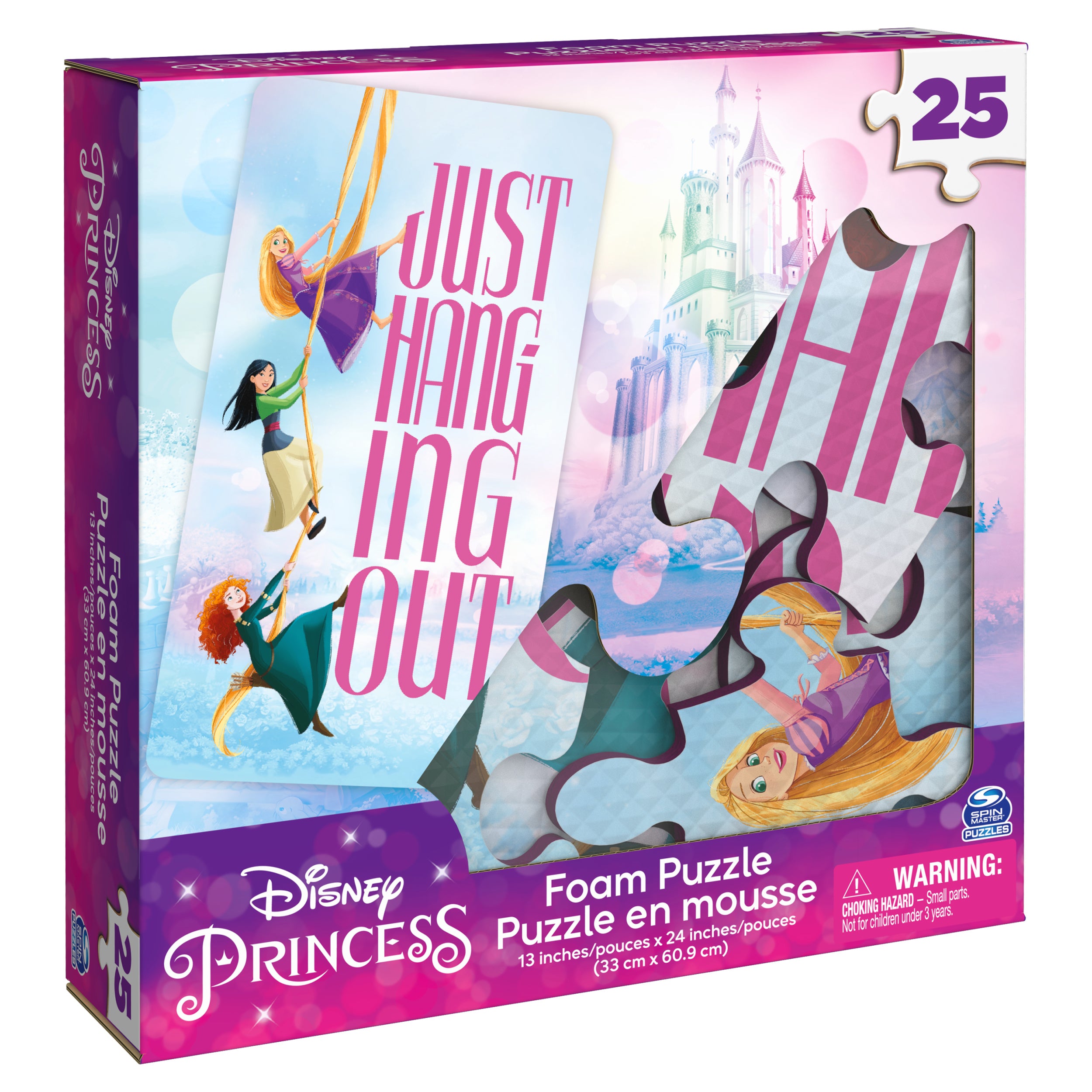 Spin Master Games, Disney Princess Puzzles, 25 Pieces, Soft Foam Kids Puzzle Featuring Rapunzel, Mulan, Merida, for Ages 4 & up