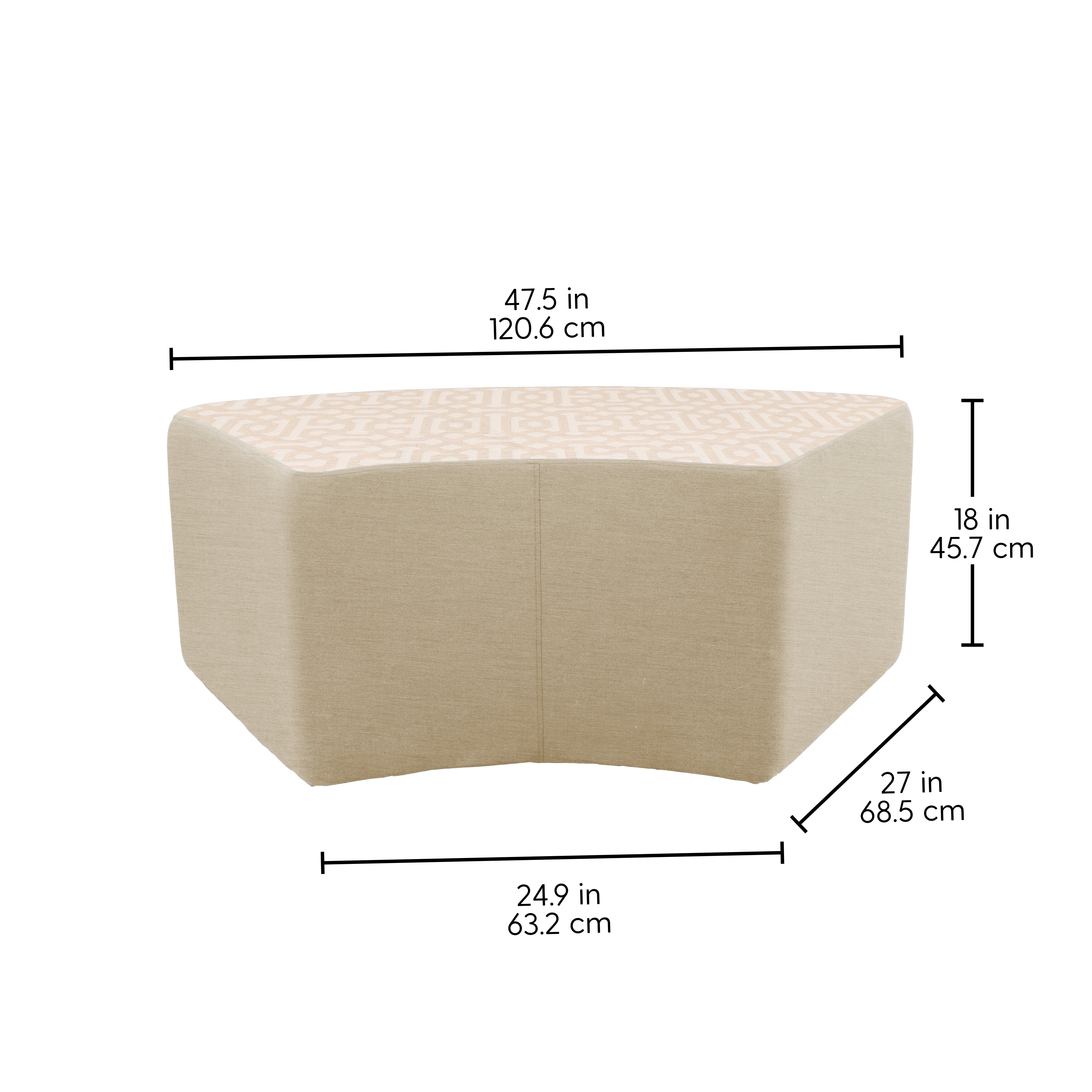 Outdoor 24" x 48" S-Curve Ottoman with Sunbrella, 18" H - Fretwork Flax/Spectrum Sand