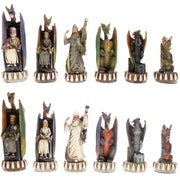 Hand Painted Dragon Themed Chess Pieces with 4.7 in. King