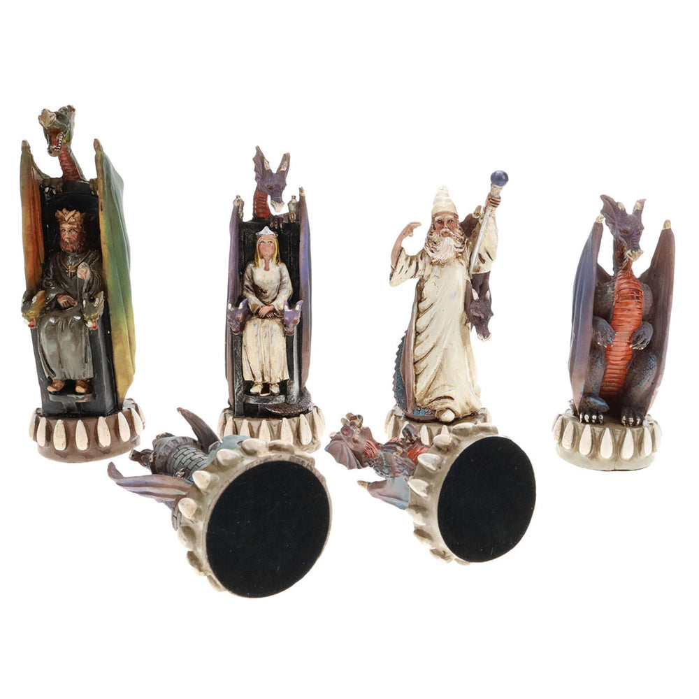 Hand Painted Dragon Themed Chess Pieces with 4.7 in. King