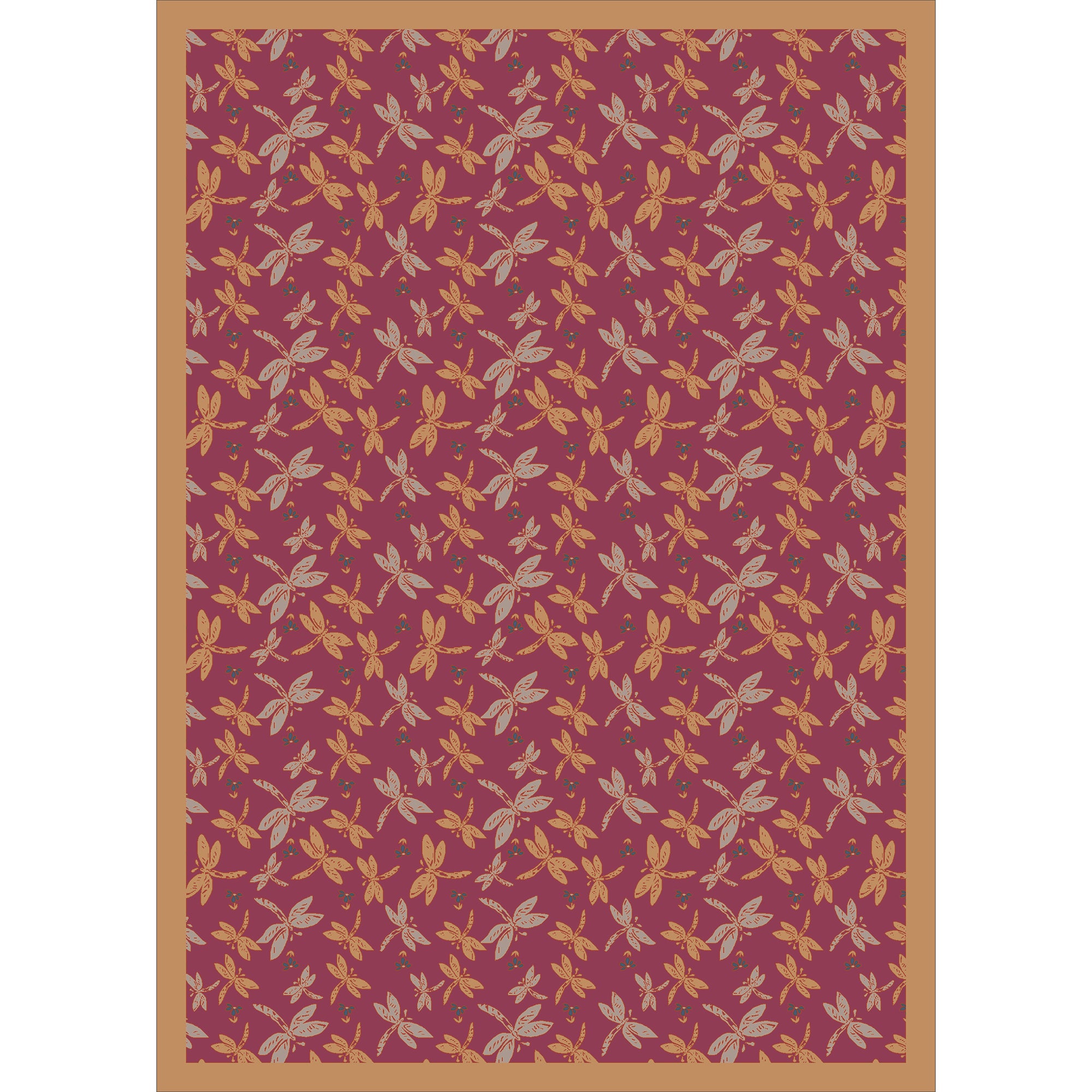 Dragonflies 7'8" x 10'9" area rug in color Rose