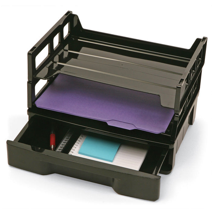 Recycled Drawer w/2 Letter Trays, Self-Stacking