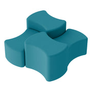 Pro Series Upholstered Bowtie Ottoman, 4-Piece - Teal