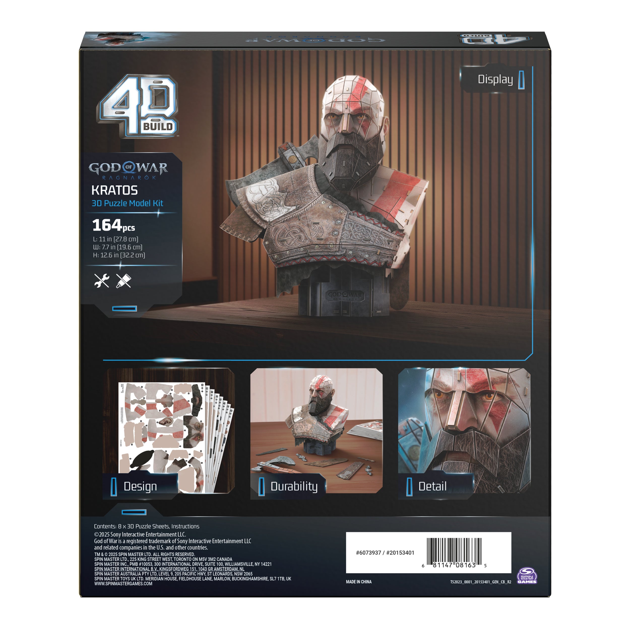 4D Build, God of War Kratos 3D Model Kit, PlayStation Game, Desk Décor, Adult Puzzles, Building Toys, 3D Puzzles for Adults & Teens, 150 Pieces, for Ages 12 & Up