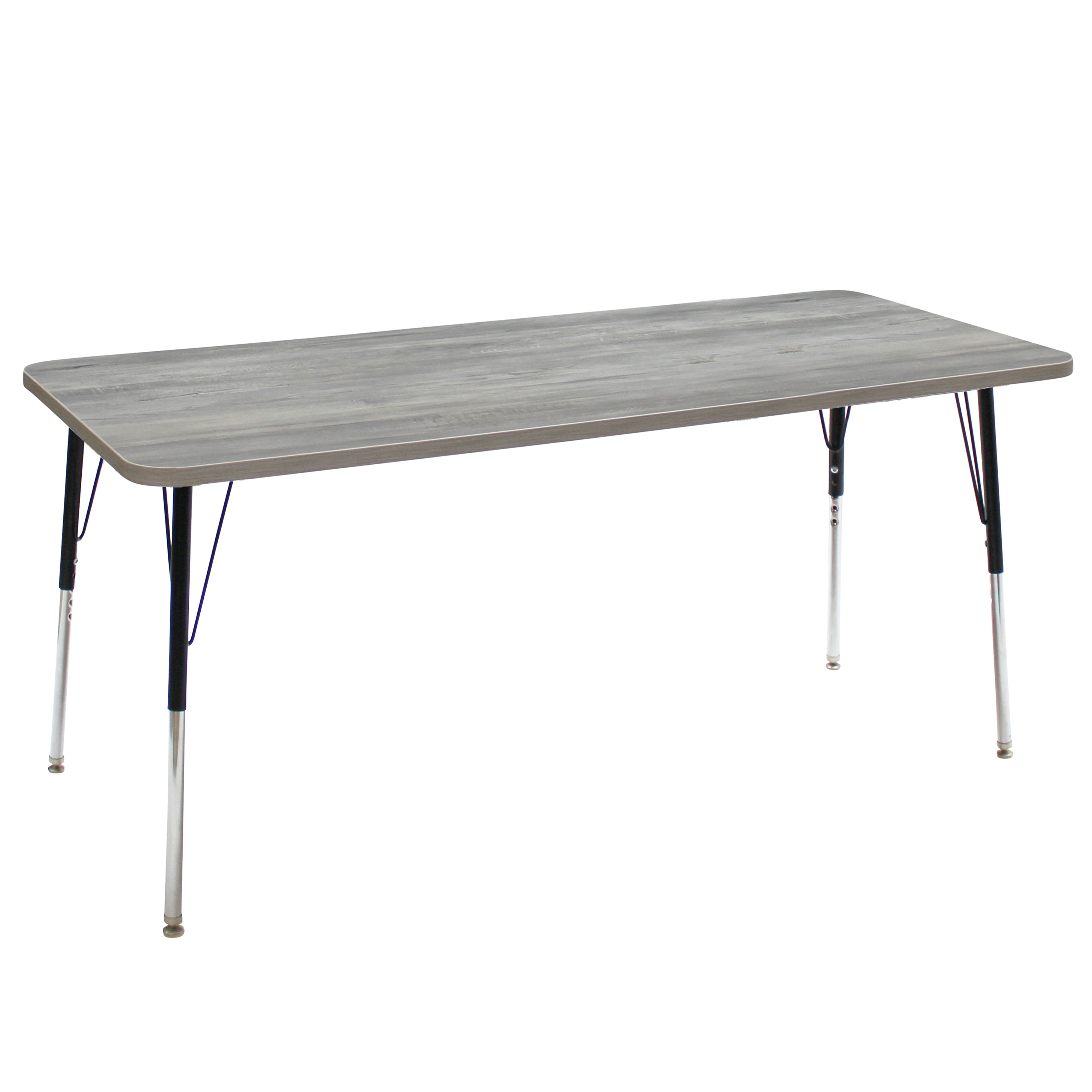 30" x 72" Rectangle La Madera Activity Table with Standard Legs - Light Gray Wood/Black