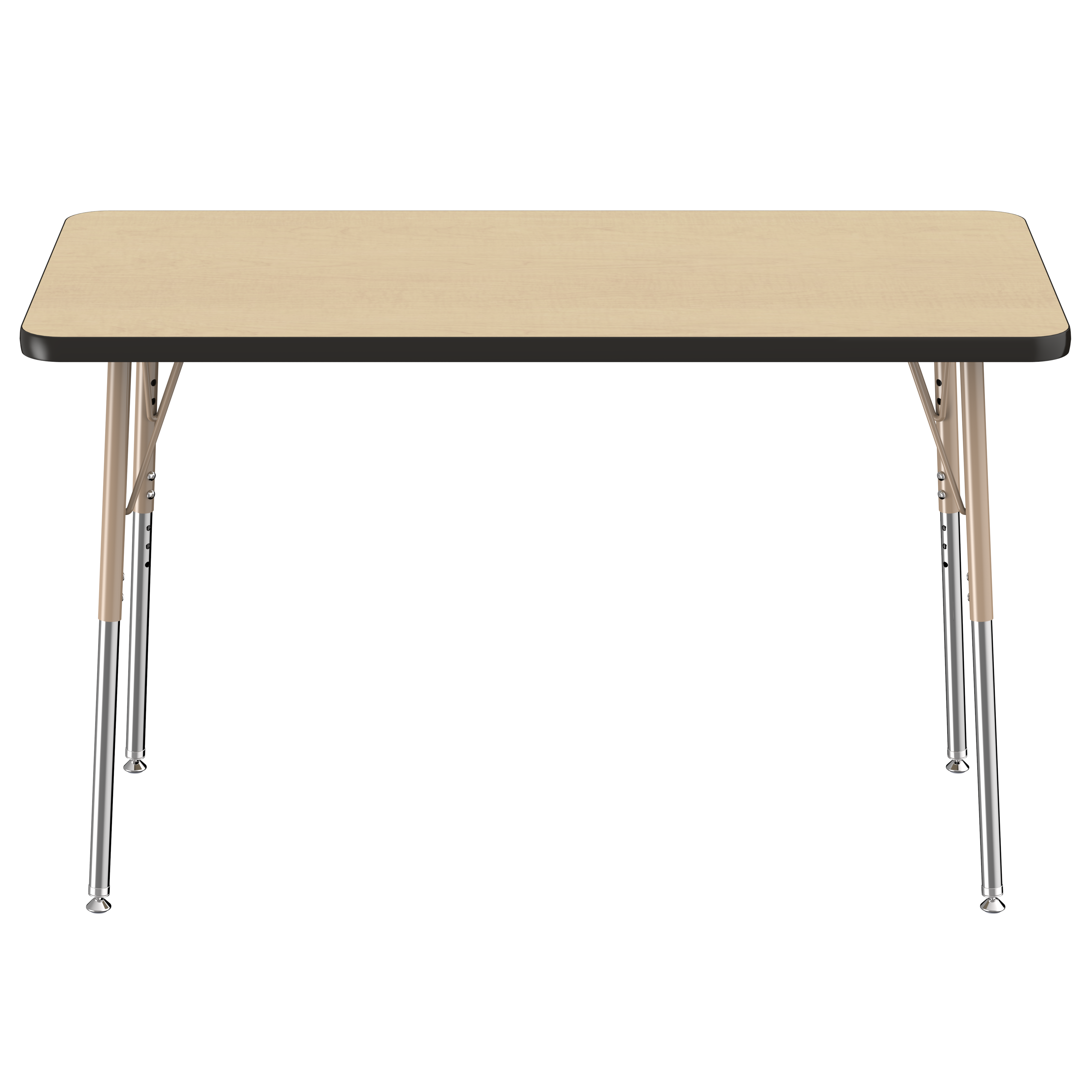 24" x 48" Rectangle T-Molding Activity Table with Adjustable Standard Swivel Glide Legs - Maple/Black/Sand