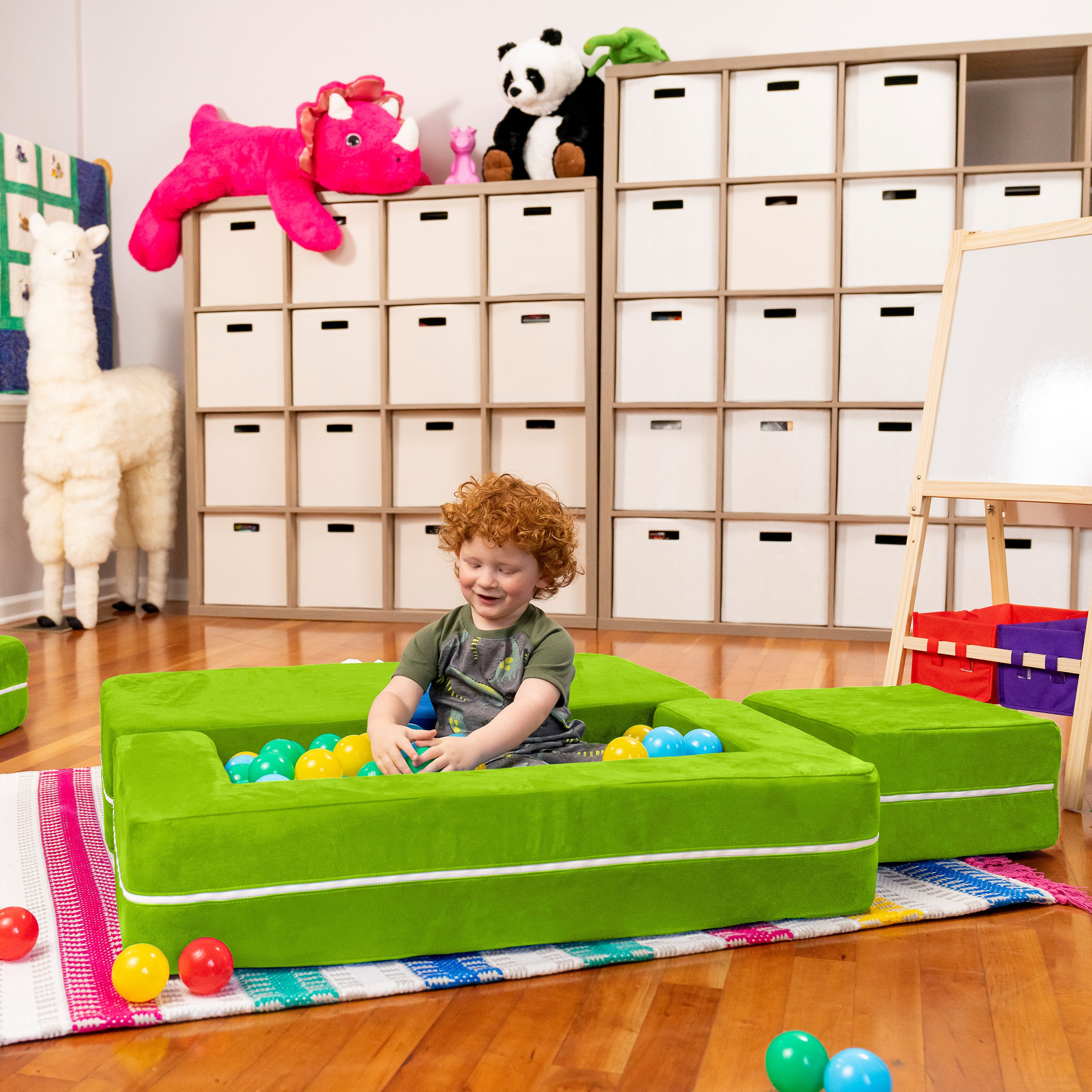Jaxx Zipline Kids Modular Loveseat & Ottomans/Fold Out Lounger, Lime