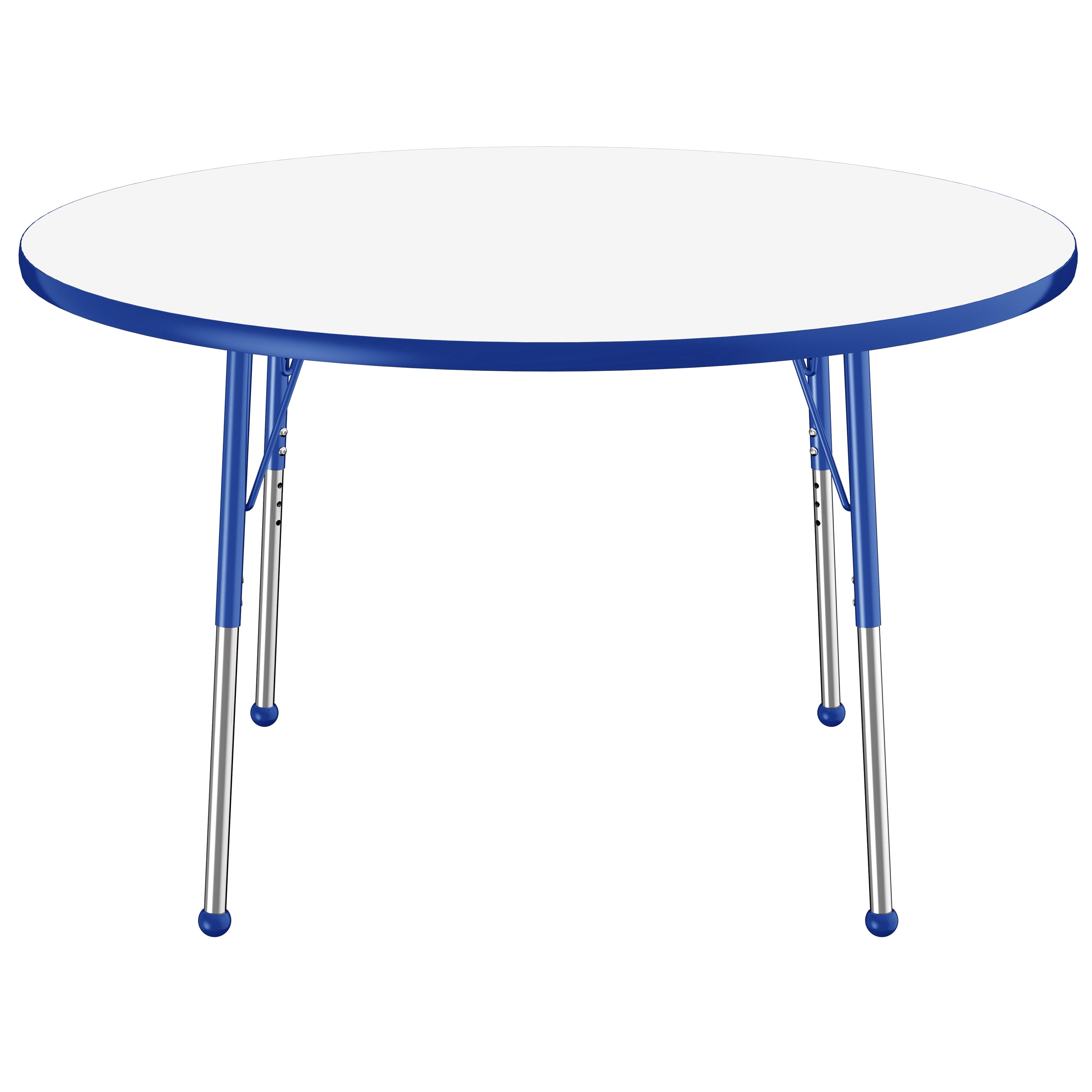 48" Round Collaborative Dry-Erase Activity Table with Adjustable Standard Ball Glide Legs - Whiteboard/Blue