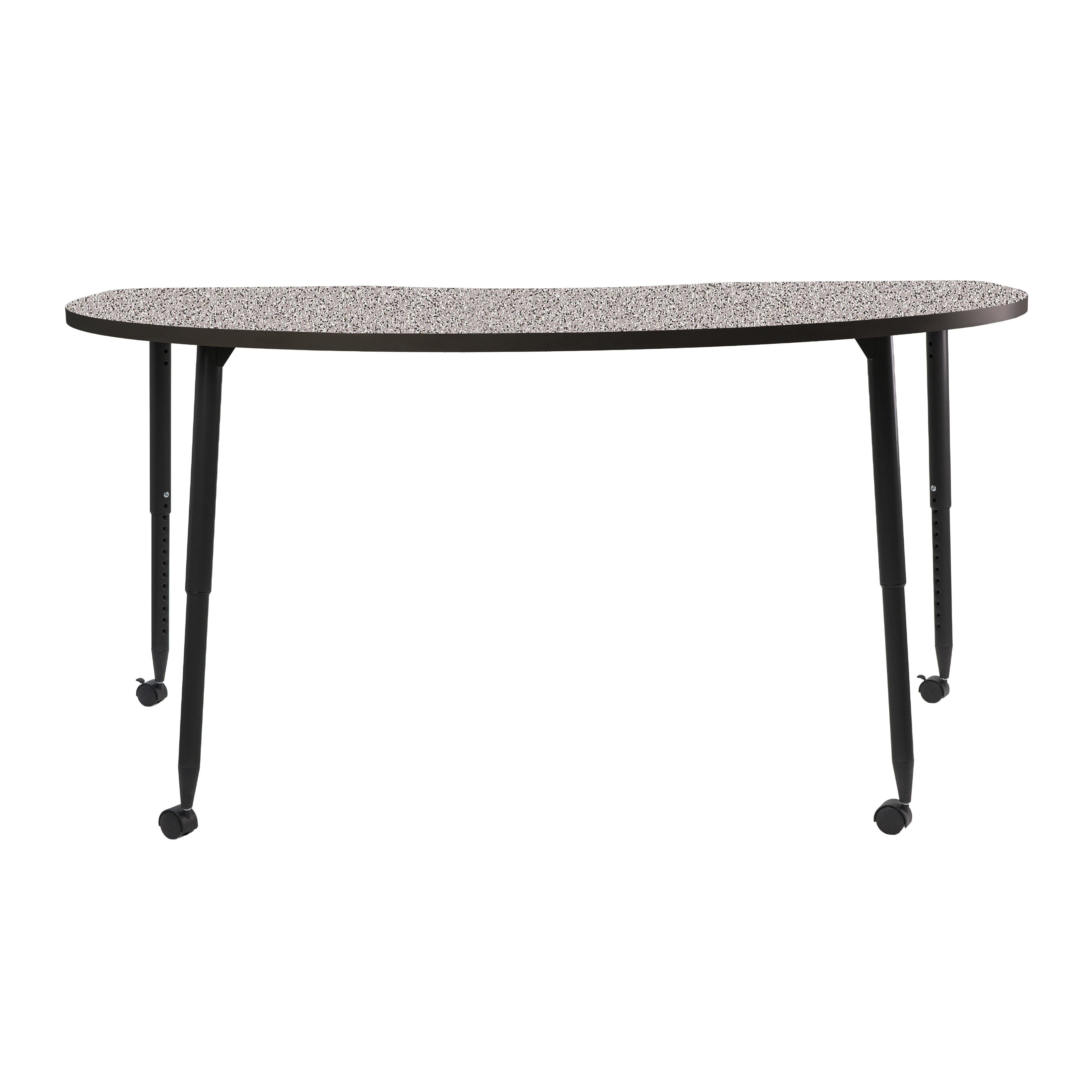 Adapte 48" x 72" Kidney Thermofused Activity Table with Adjustable Tapered Legs - Gray/Black