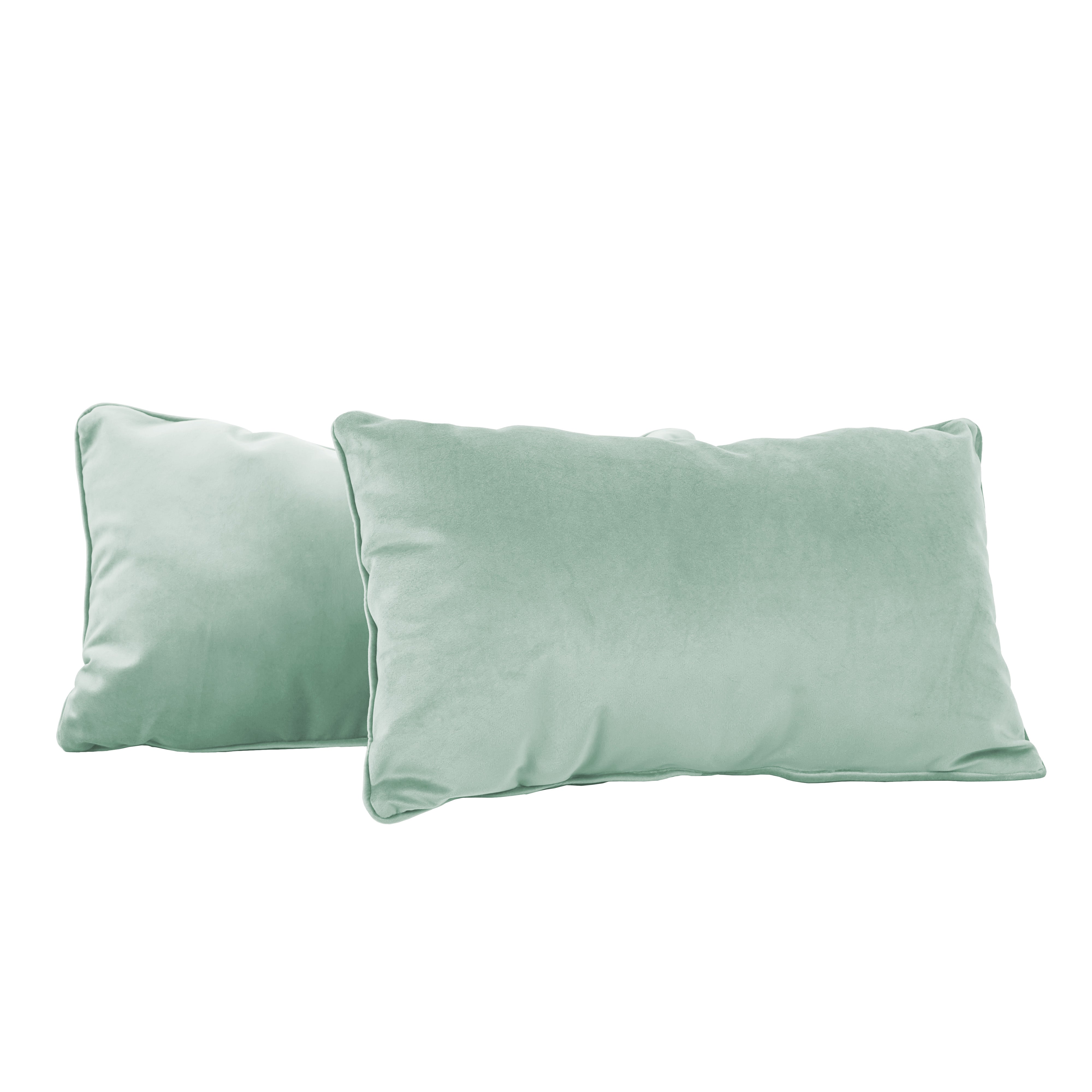 12" x 20" Rectangle Lumbar Microfiber Pillow with Piping, 2-Piece - Aloe