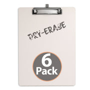 Dry Erase Clipboard, Top Clip, 6pk