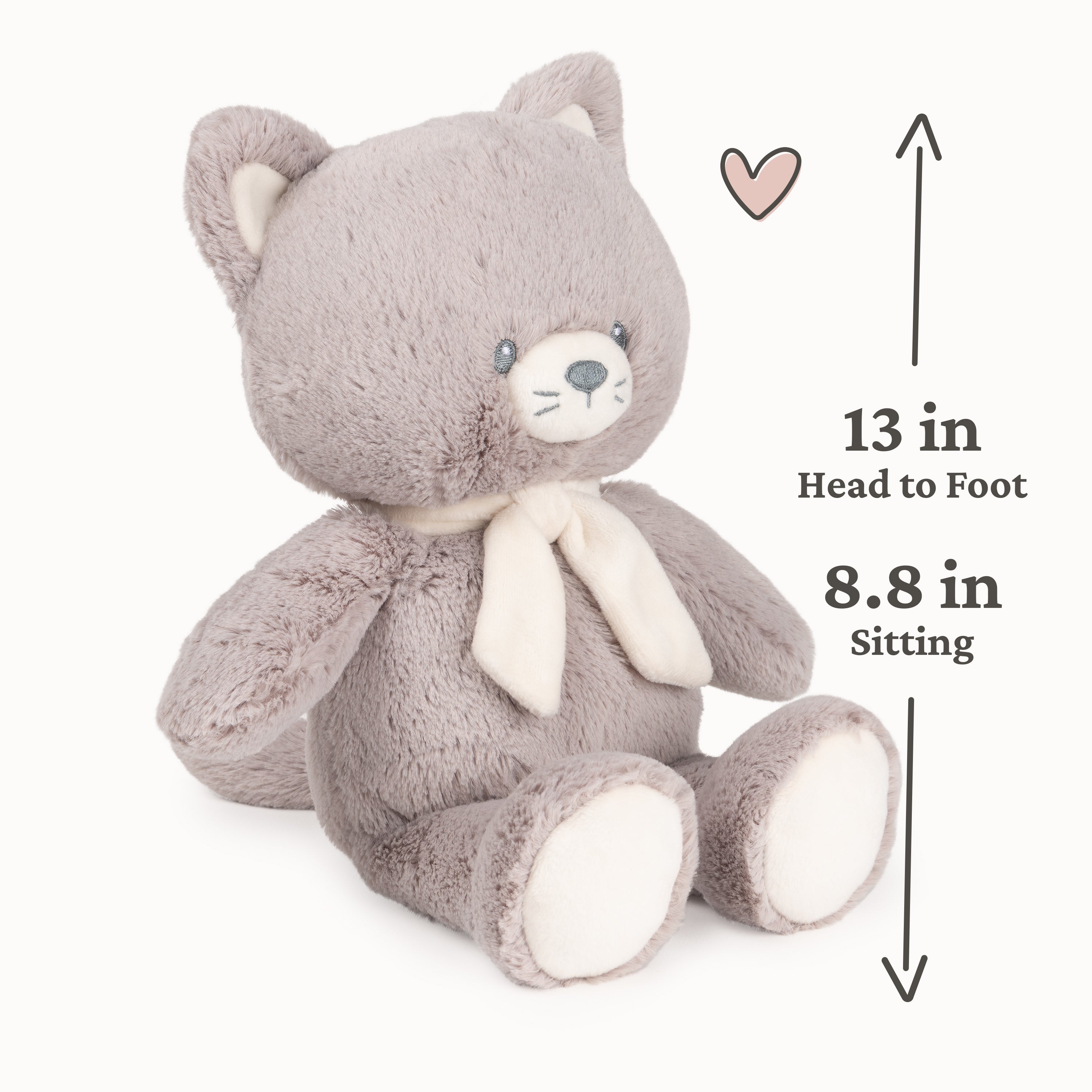 Baby GUND Sustainable Kitten Plush, Stuffed Animal Made from 100% Recycled Materials, Spring Decor for Babies and Newborns, Gray/Cream, 13”