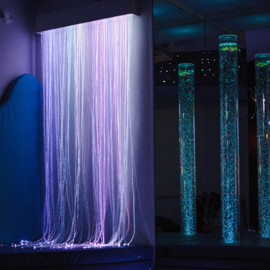 100 Strand Fiber Optic Light Curtain - 8 Color Settings (6ft 7" x 3ft 5" x 8ft 2")
