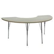 36" x 72" Half Moon La Madera Activity Table with Standard Legs - Asian Sand/Silver