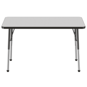 24" x 48" Rectangle T-Molding Activity Table with Adjustable Standard Ball Glide Legs - Gray/Black