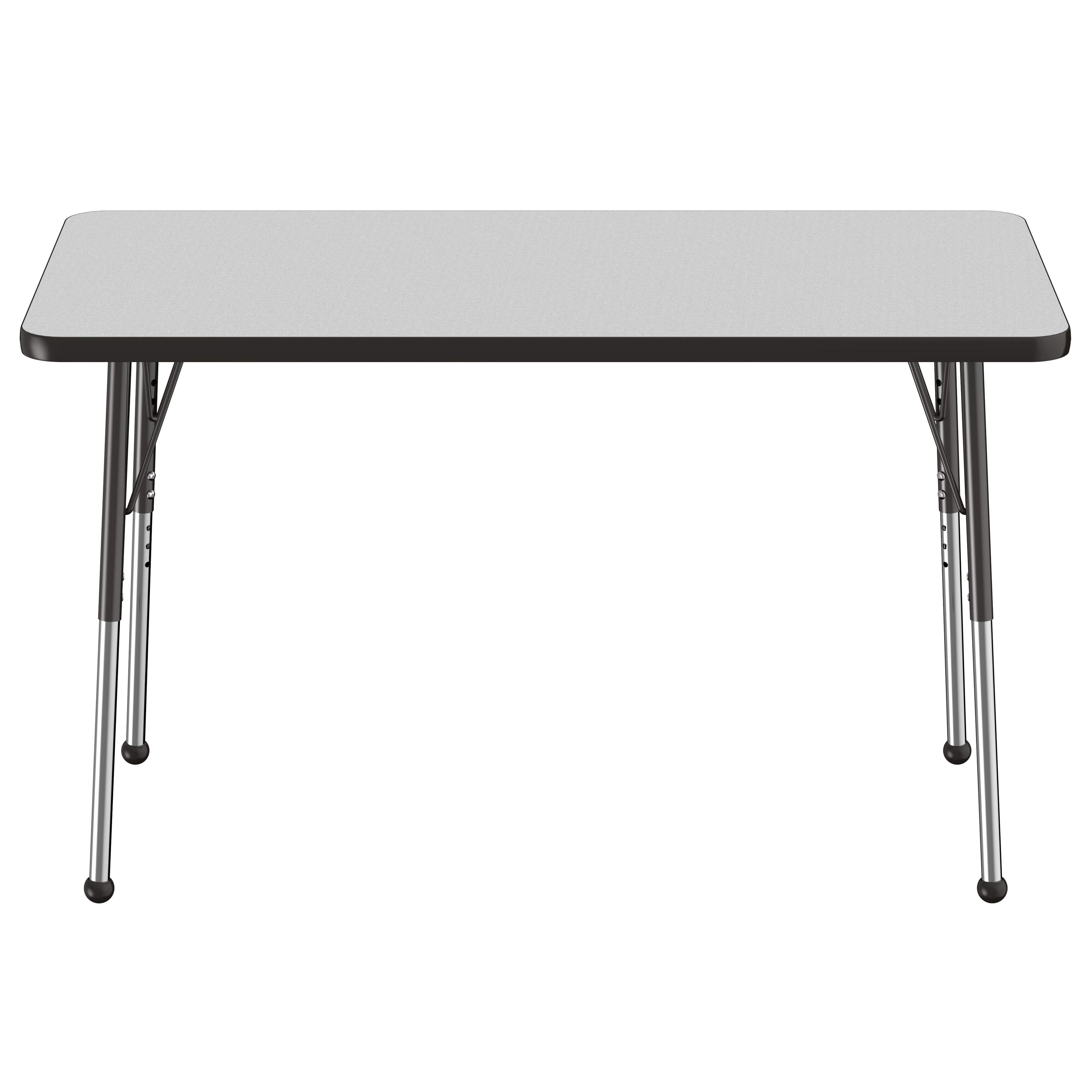 24" x 48" Rectangle T-Molding Activity Table with Adjustable Standard Ball Glide Legs - Gray/Black