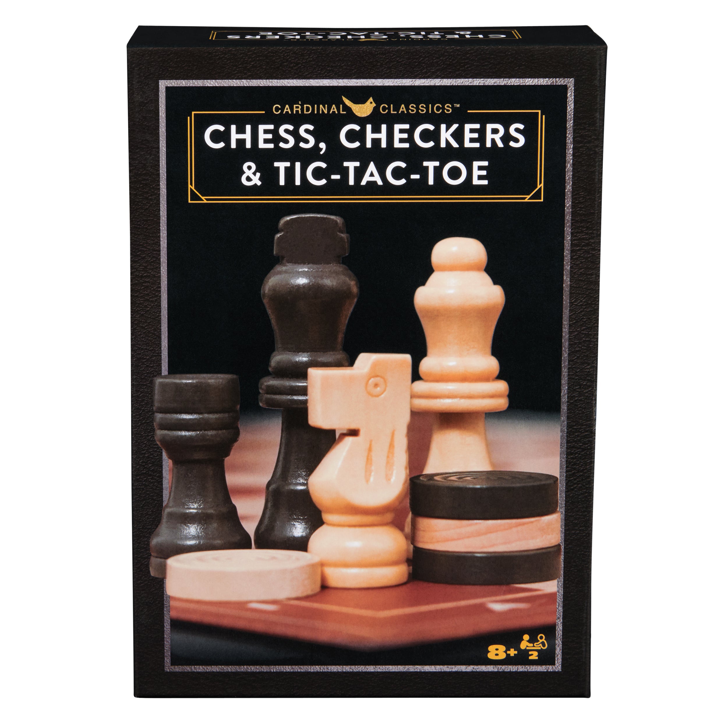 Spin Master Games, Cardinal Classics, Chess Checkers and Tic-Tac-Toe Set, Classic Strategy Games, for Adults and Kids Ages 6 and up