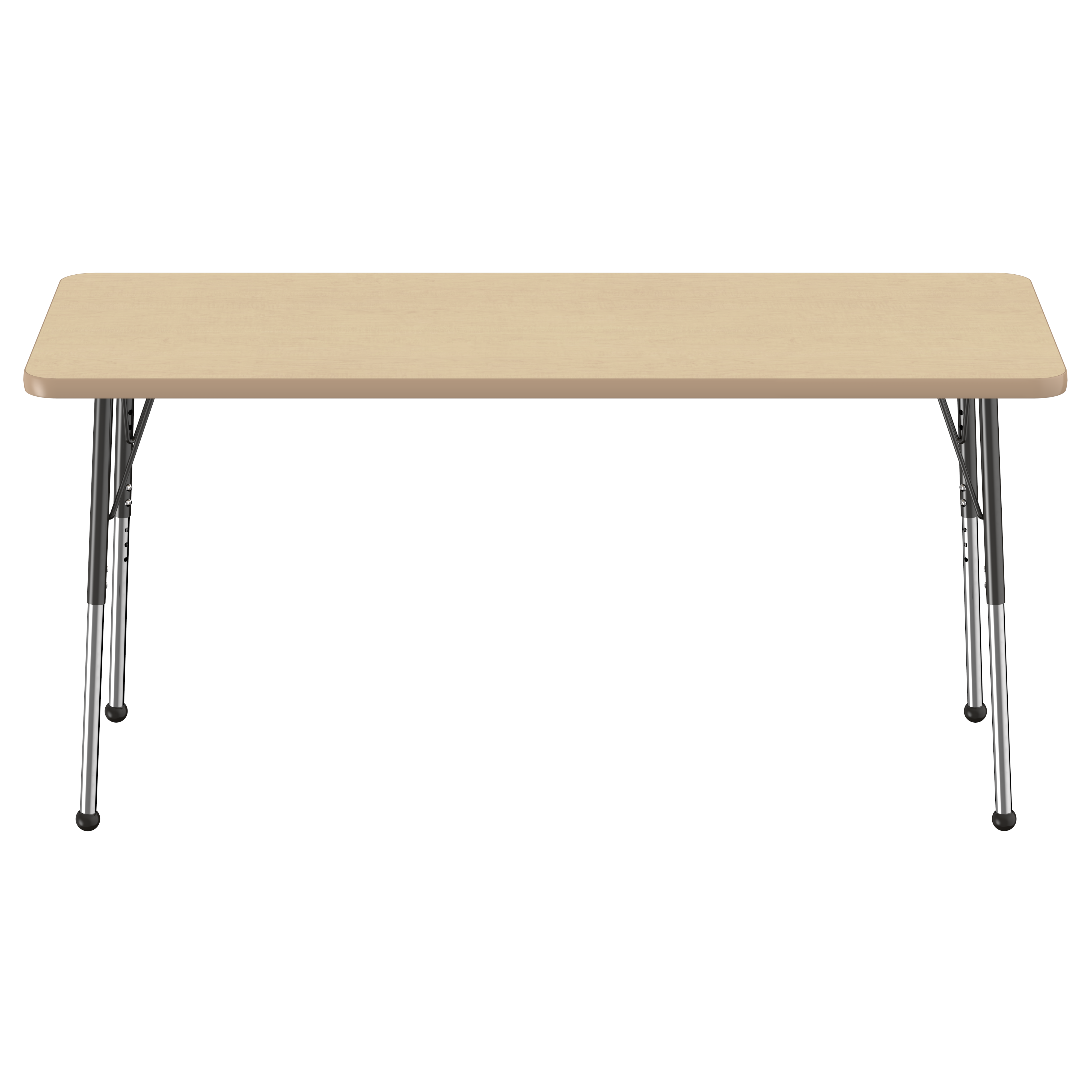 24" x 60" Rectangle T-Molding Activity Table with Adjustable Standard Ball Glide Legs - Maple/Maple/Black