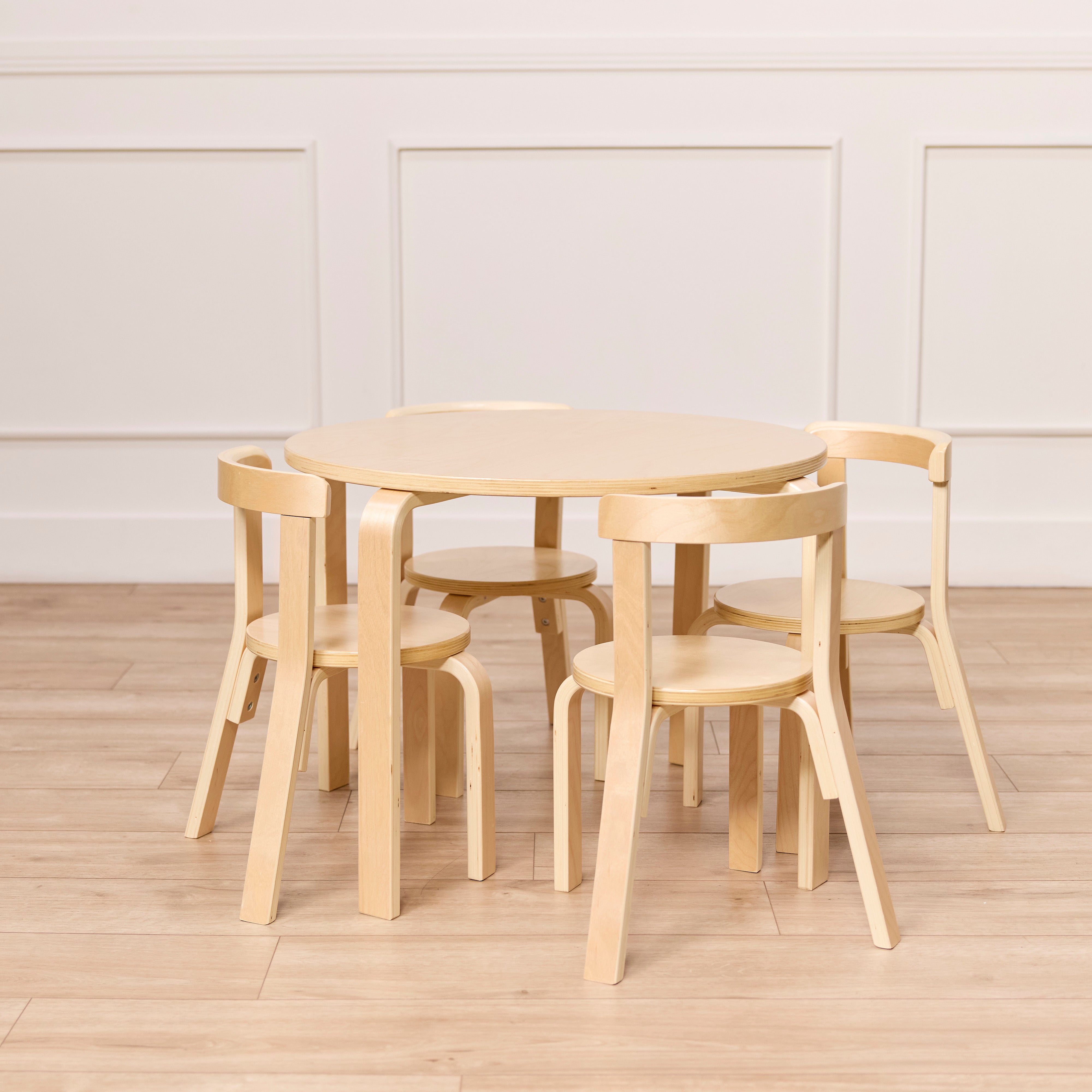 Bentwood Table and Curved Back Chair Set, 5-Piece - Natural