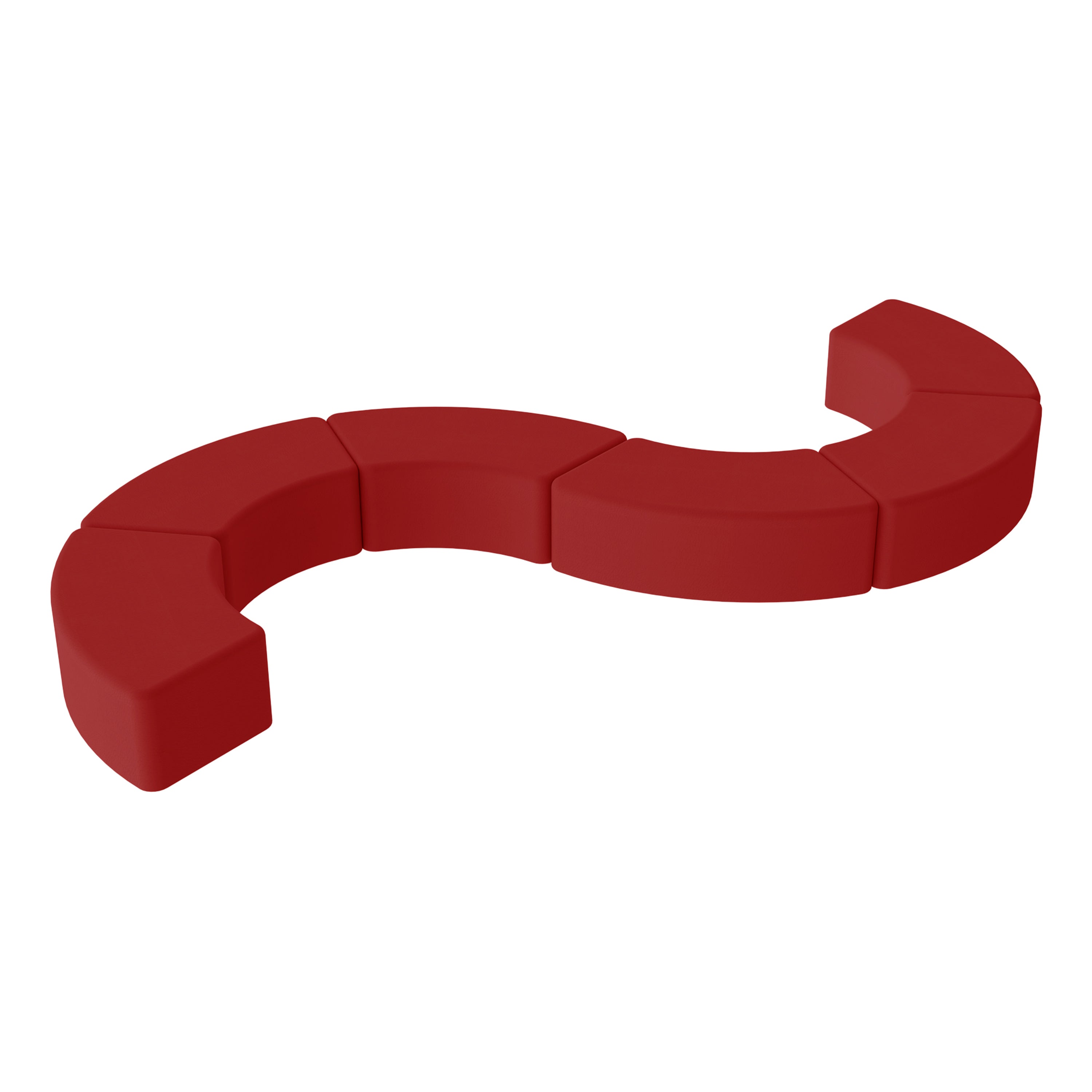Pro Series Upholstered S Curve Ottoman 12" Height, 6-Piece - Crimson