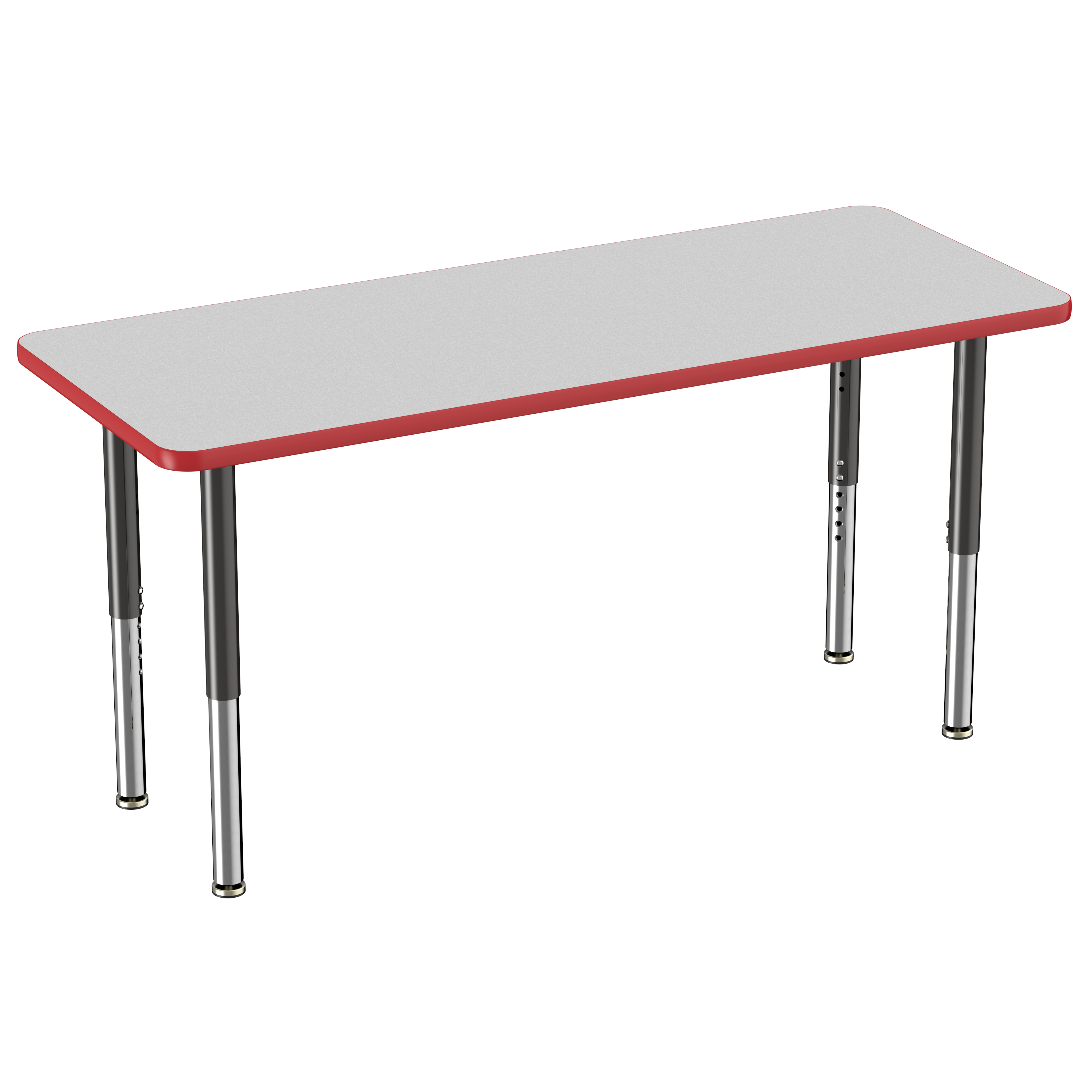 24" x 60" Rectangle T-Molding Activity Table with Adjustable Super Legs - Gray/Red/Black