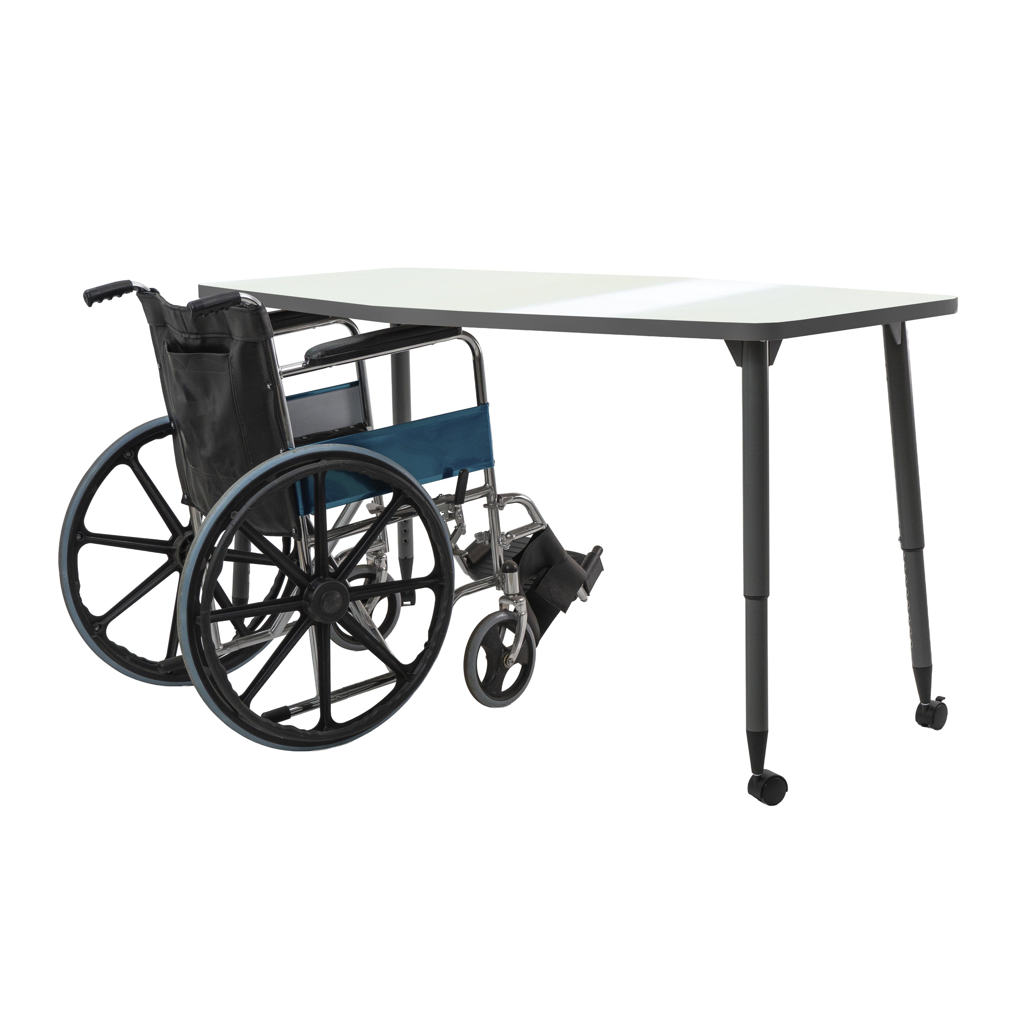 Adapte 34" x 60" Long Hexagon Dry-Erase Activity Table with Adjustable Tapered Legs - Whiteboard/North Sea