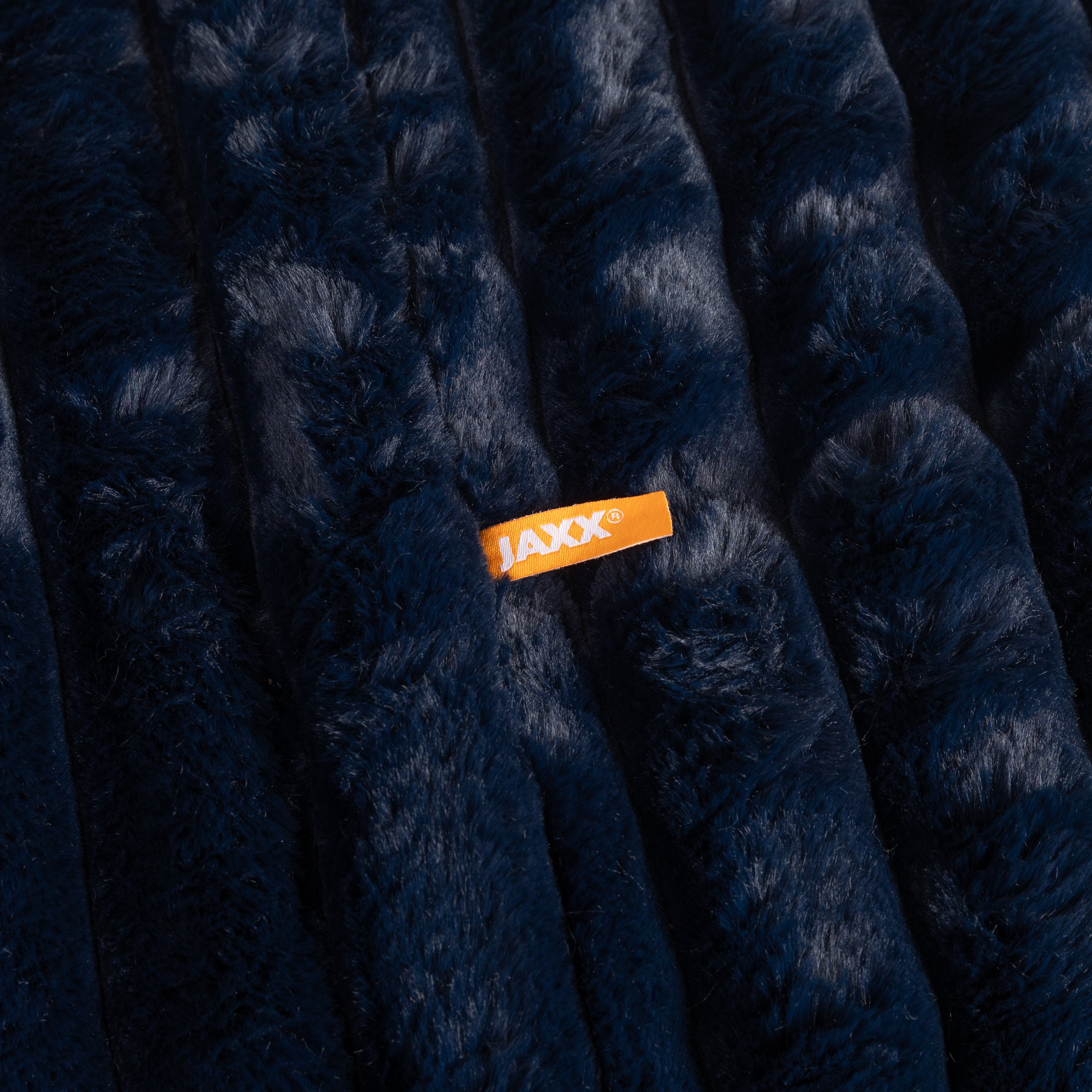 Jaxx Saxx 4ft - Large Round Bean Bag for Adults - Made in the USA - Luxuriously Soft Plush Faux Fur, Midnight Blue