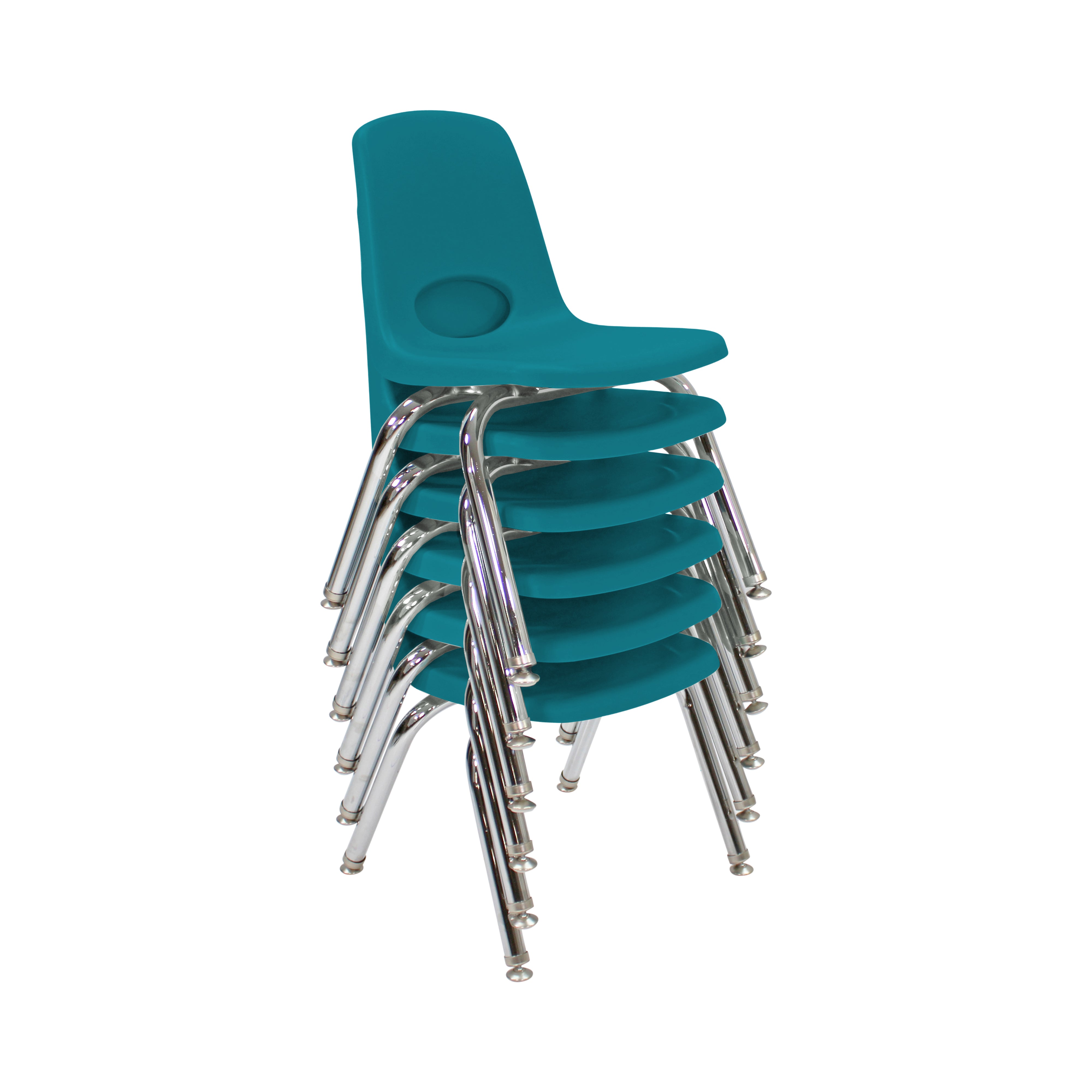 12" Stack Chair with Swivel Glides, 6-Piece - Teal