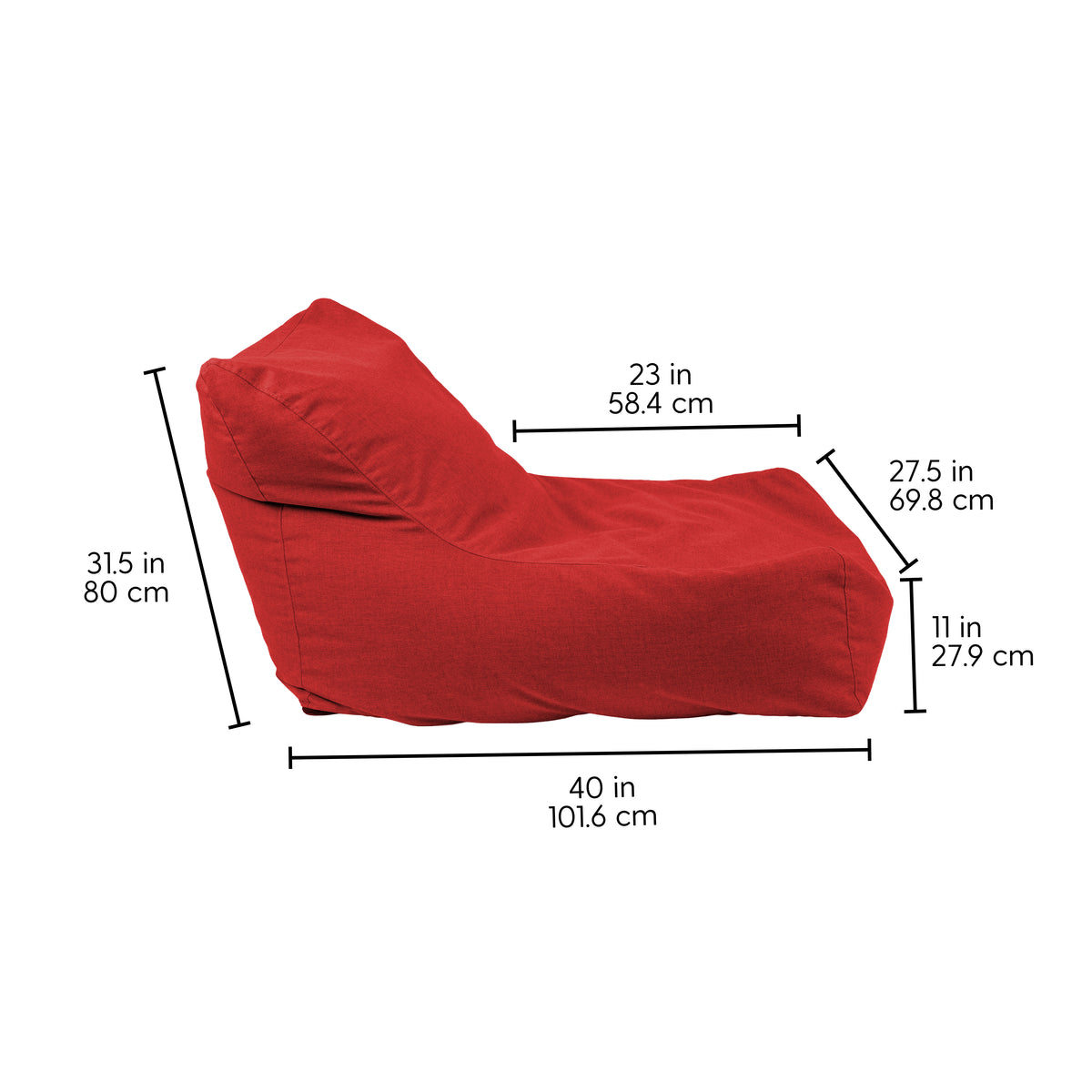 Oudoor Bean Bag Lounger with Sunbrella - Canvas Jockey Red