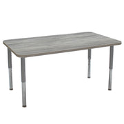 36" x 60" Rectangle La Madera Activity Table with Adjustable Super Legs - Light Gray Wood/Silver