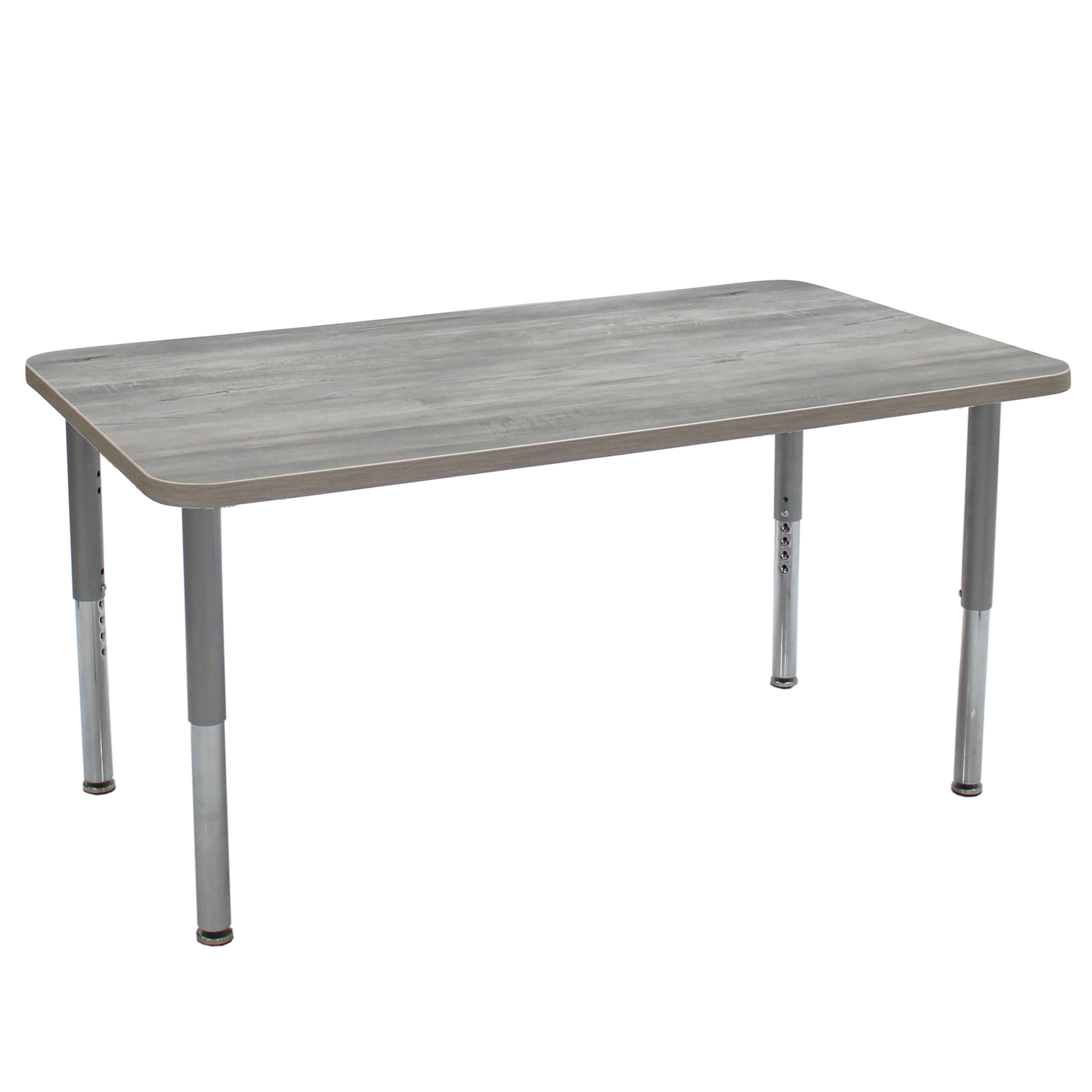 36" x 60" Rectangle La Madera Activity Table with Adjustable Super Legs - Light Gray Wood/Silver