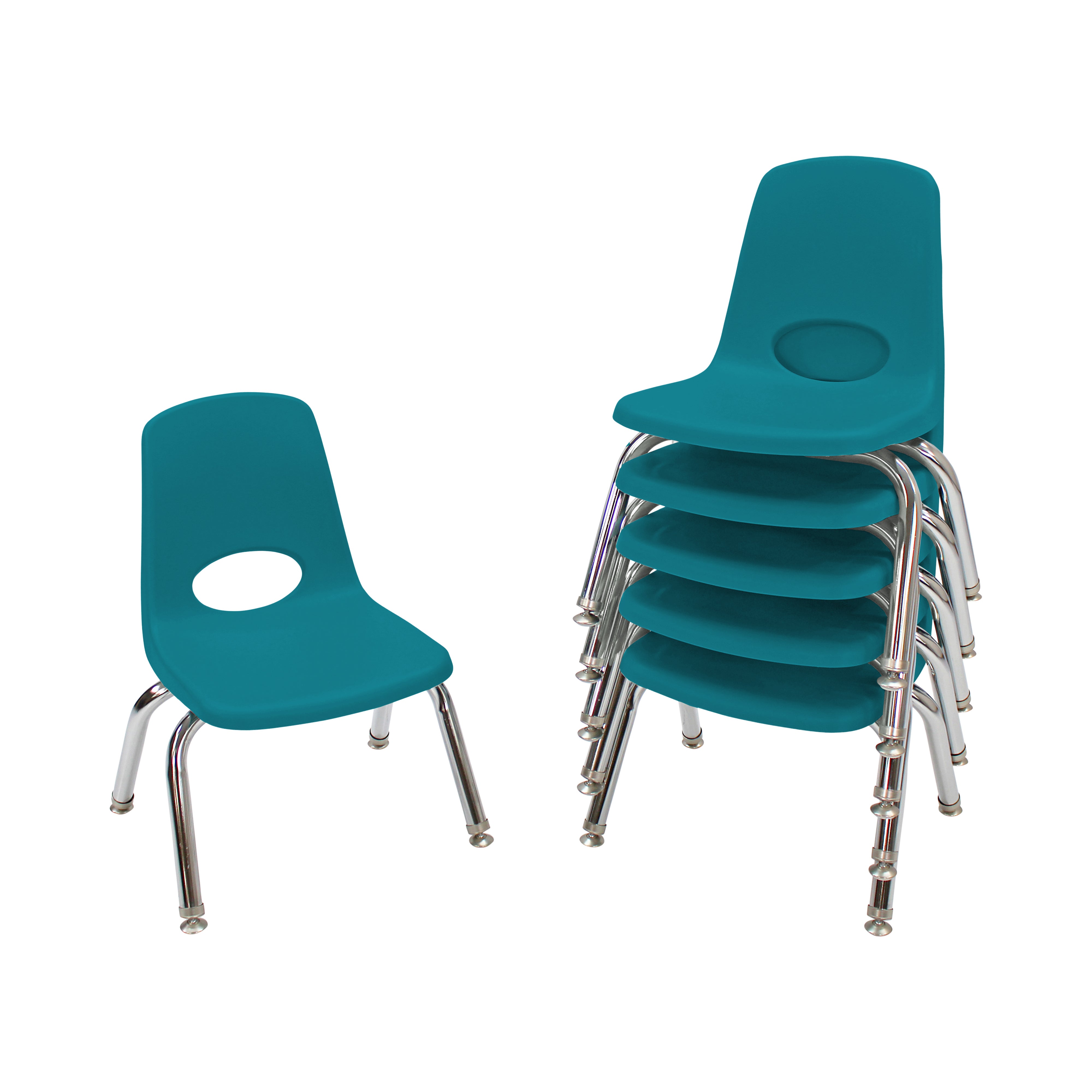 10" Stack Chair with Swivel Glides, 6-Piece - Teal