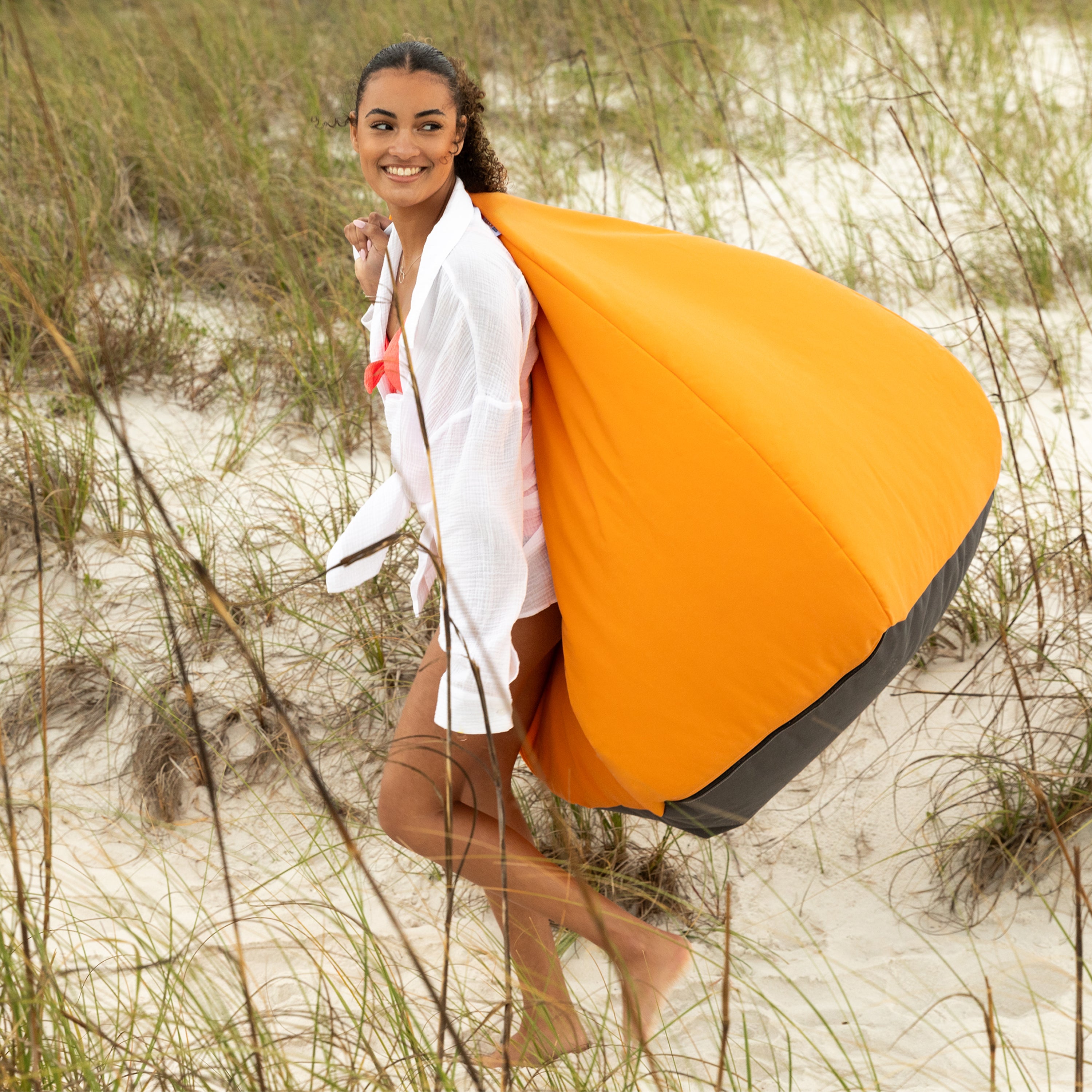Jaxx Kiss Bean Bag Chair | Casual Poolside & Patio Seating | Sunbrella, Tangerine Orange