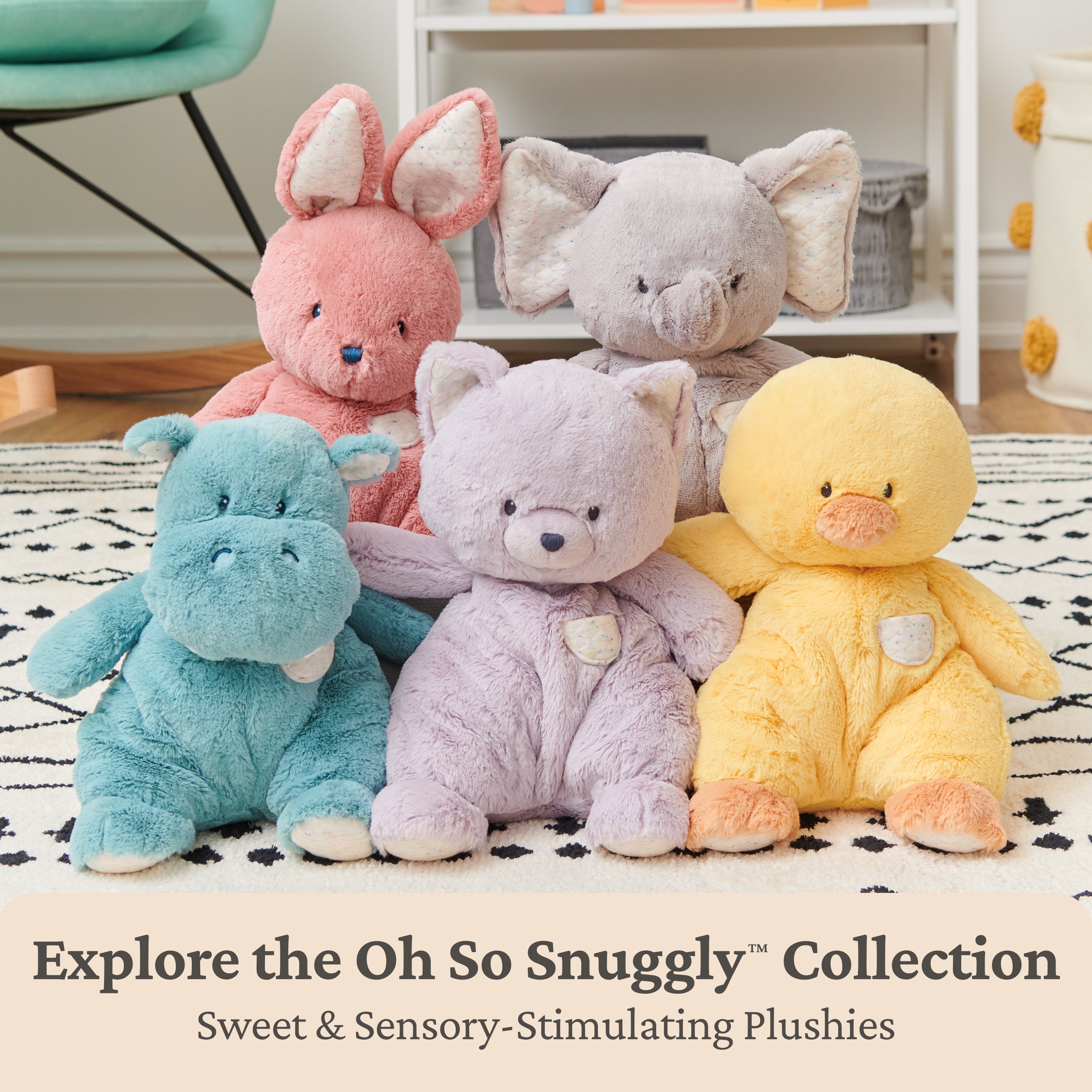 Baby GUND Oh So Snuggly Hippo Large Plush Stuffed Animal for Babies and Infants, Teal, 12.5”