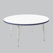 48" Round Thermofused Activity Table with Adjustable Standard Swivel Glide Legs - White/Navy/White