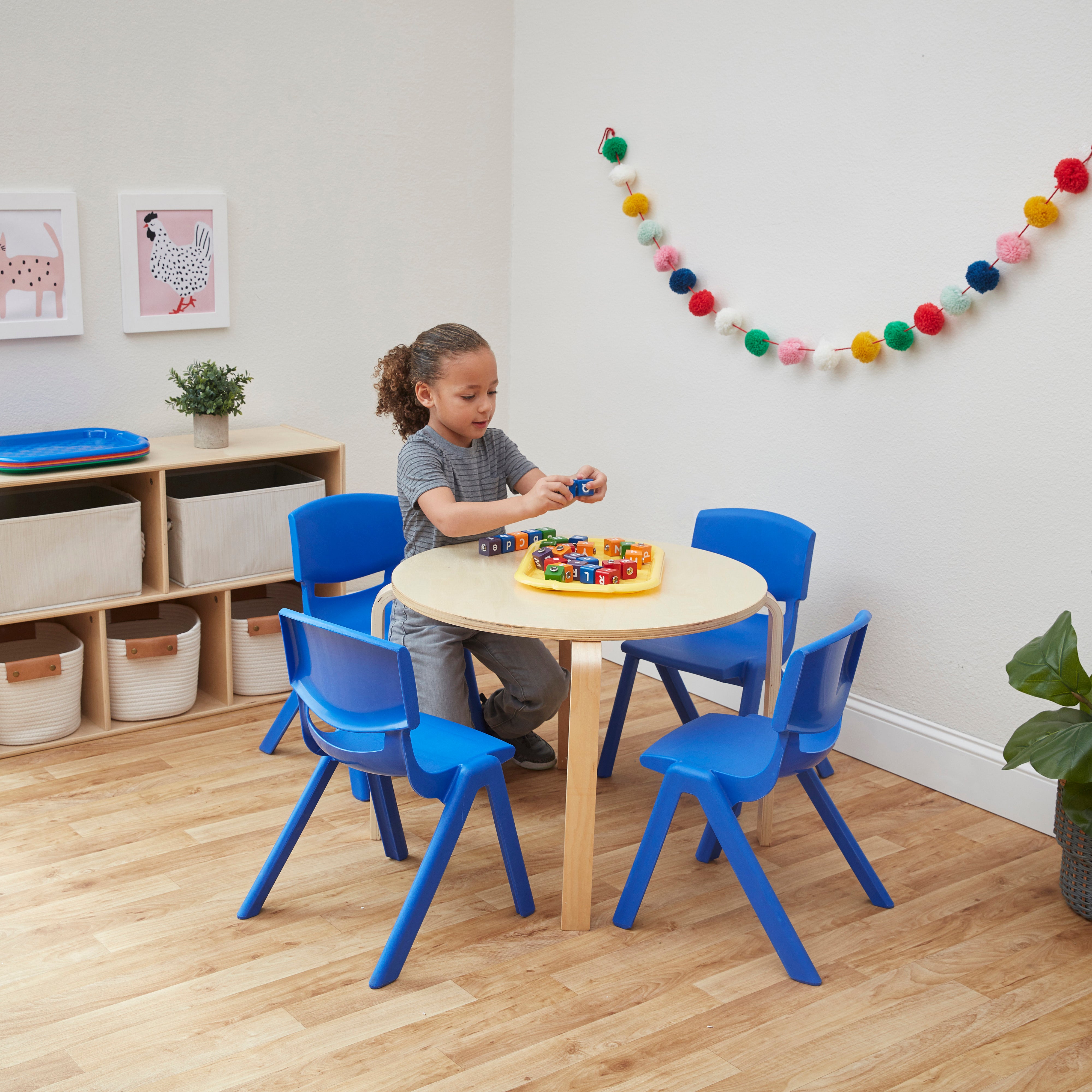 12in Plastic School Stack Chair 10-Pack - Blue