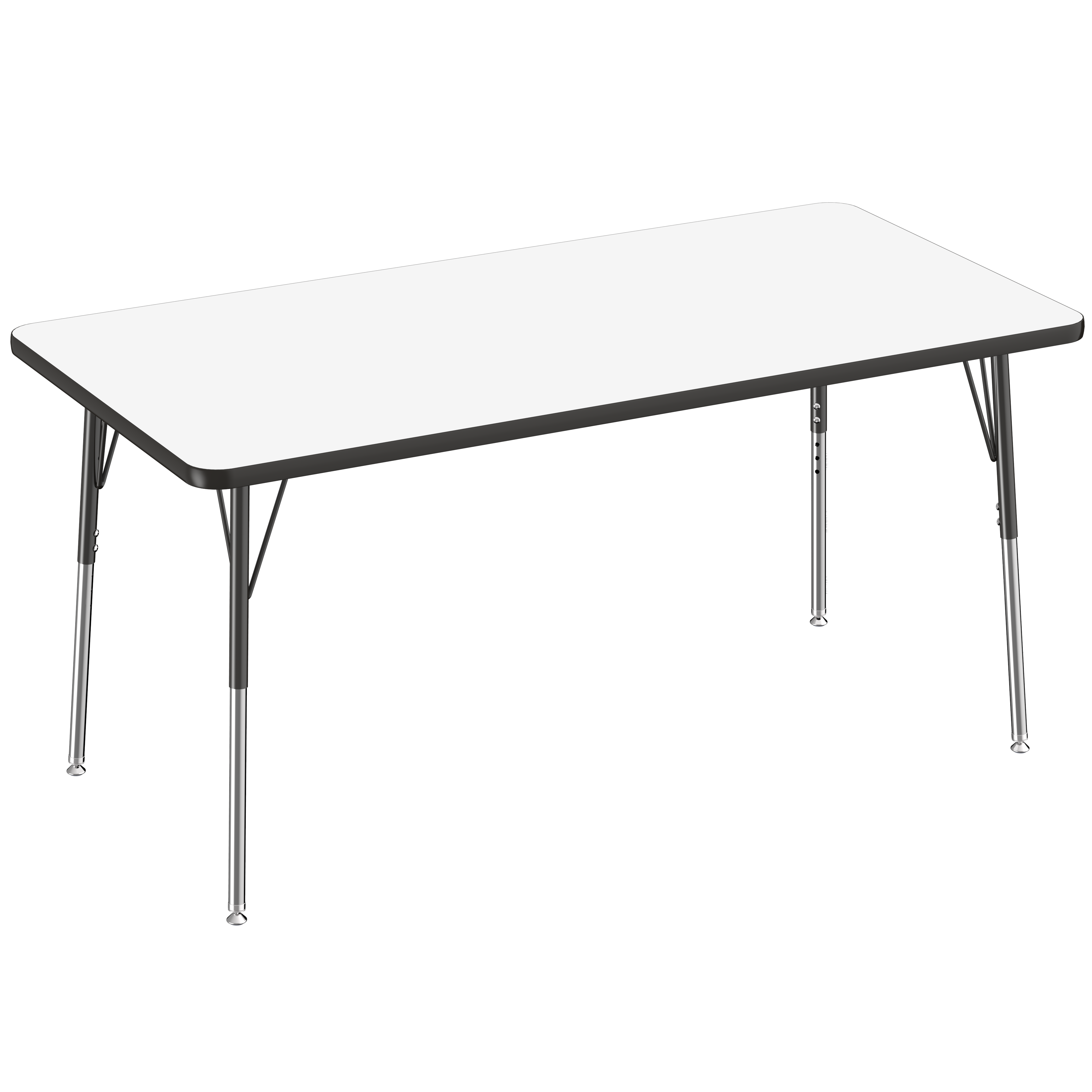 30" x 60" Rectangle Dry-Erase Activity Table with Adjustable Standard Swivel Glide Legs - Whiteboard/Black
