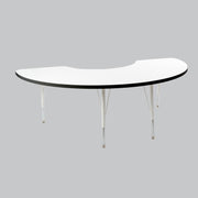 36" x 72" Half Moon Thermofused Activity Table with Adjustable Standard Swivel Glide Legs - White/Black/White