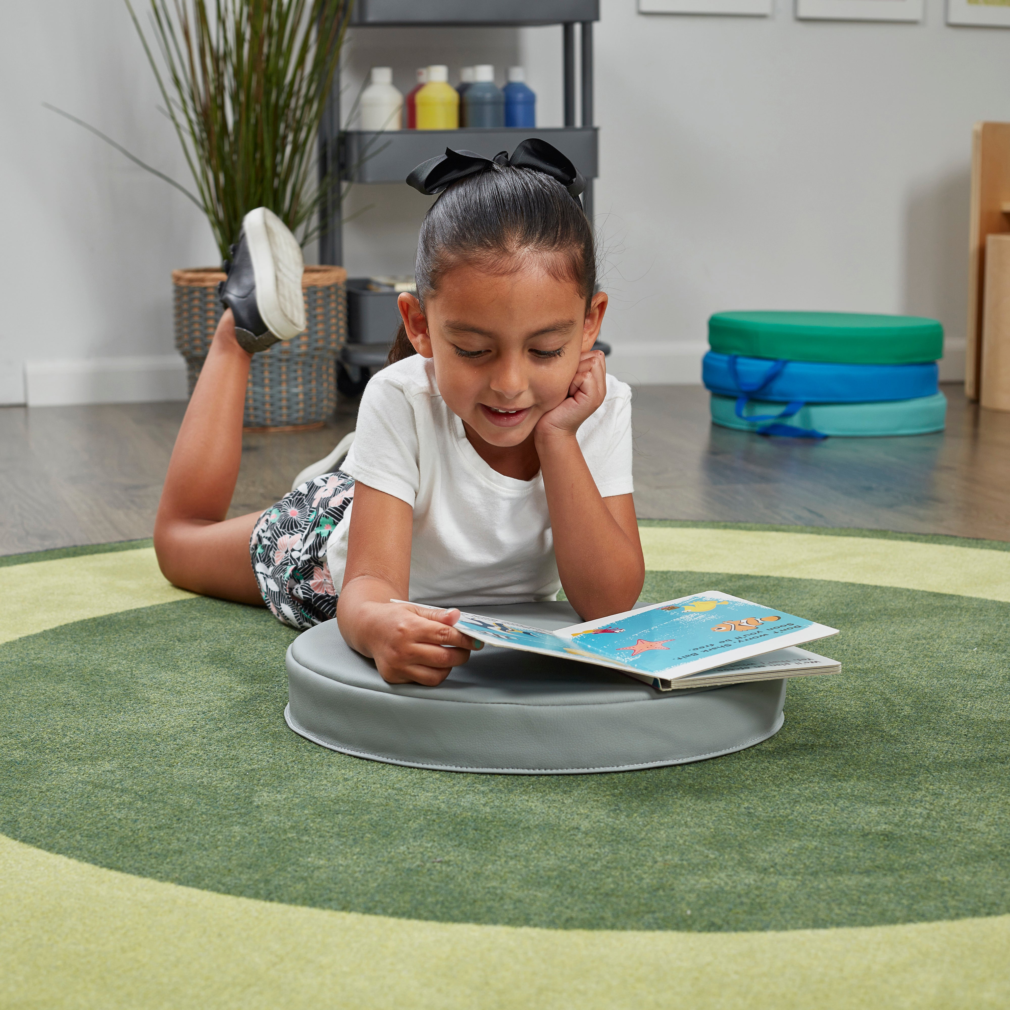 SoftScape 15" Round Floor Cushions, 6-Piece - Gray/Light Gray