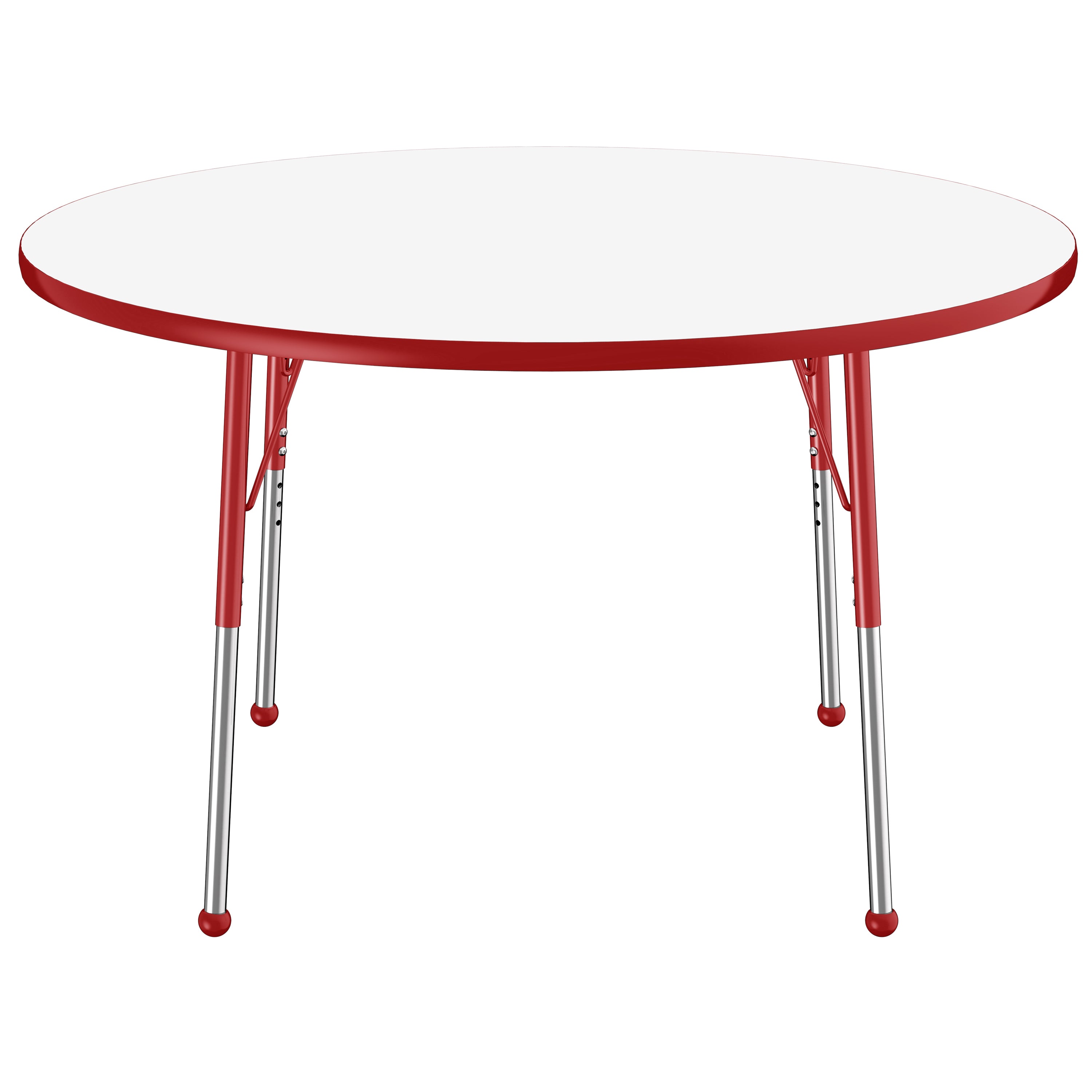 48" Round Collaborative Dry-Erase Activity Table with Adjustable Standard Ball Glide Legs - Whiteboard/Red