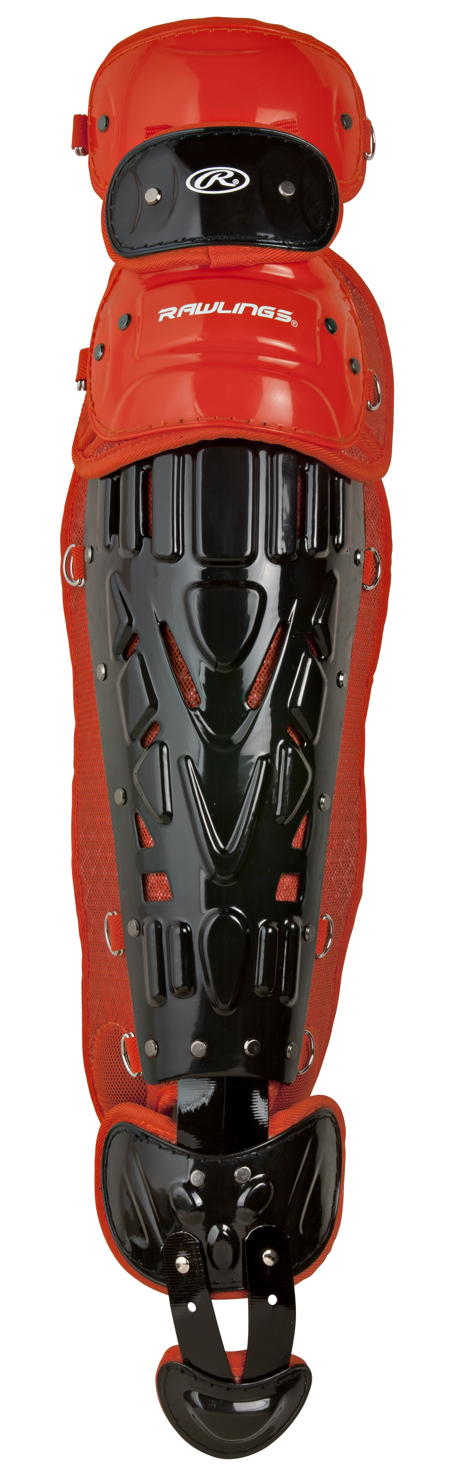 Rawlings Velo 2.0 Adult Catchers Leg Guards - Black/Athletic Orange
