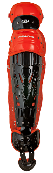 Rawlings Velo 2.0 Adult Catchers Leg Guards - Black/Athletic Orange