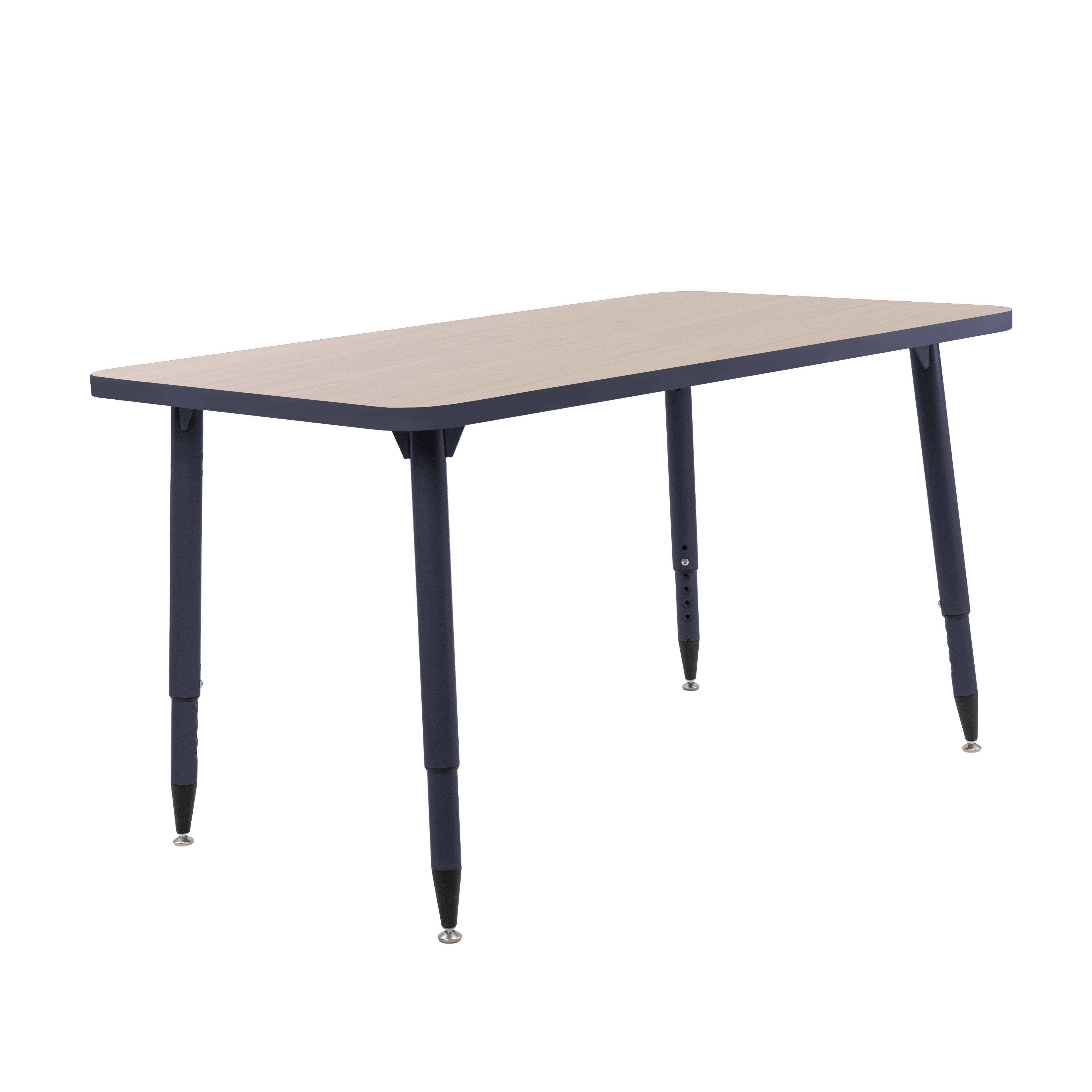 Adapte 30" x 48" Rectangle Thermofused Activity Table with Adjustable Tapered Legs - Asian Sand/Navy