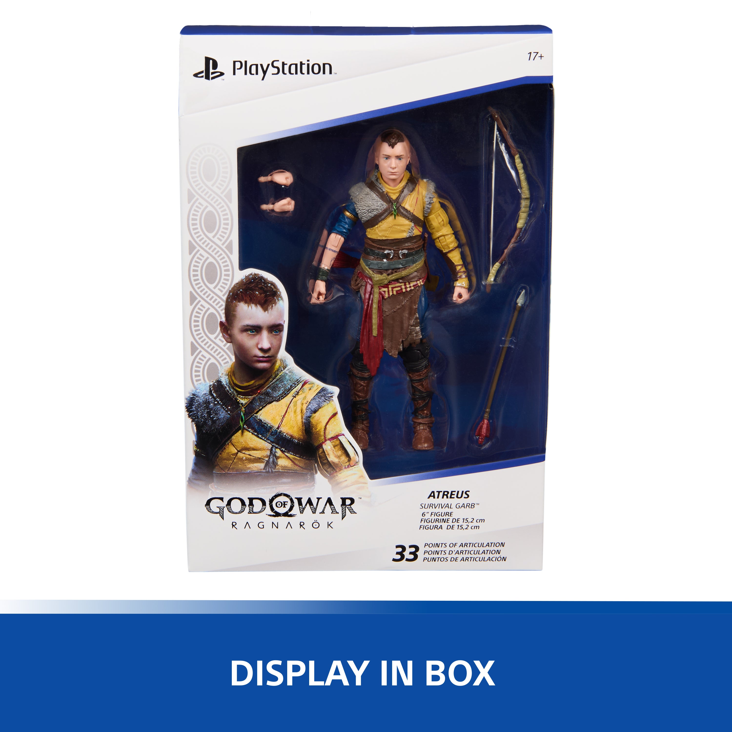 PlayStation God of War Ragnarok, 6” Atreus Action Figure with 4 Accessories, The Shapes Collection, For PS5 Fans & Collectors Ages 17+