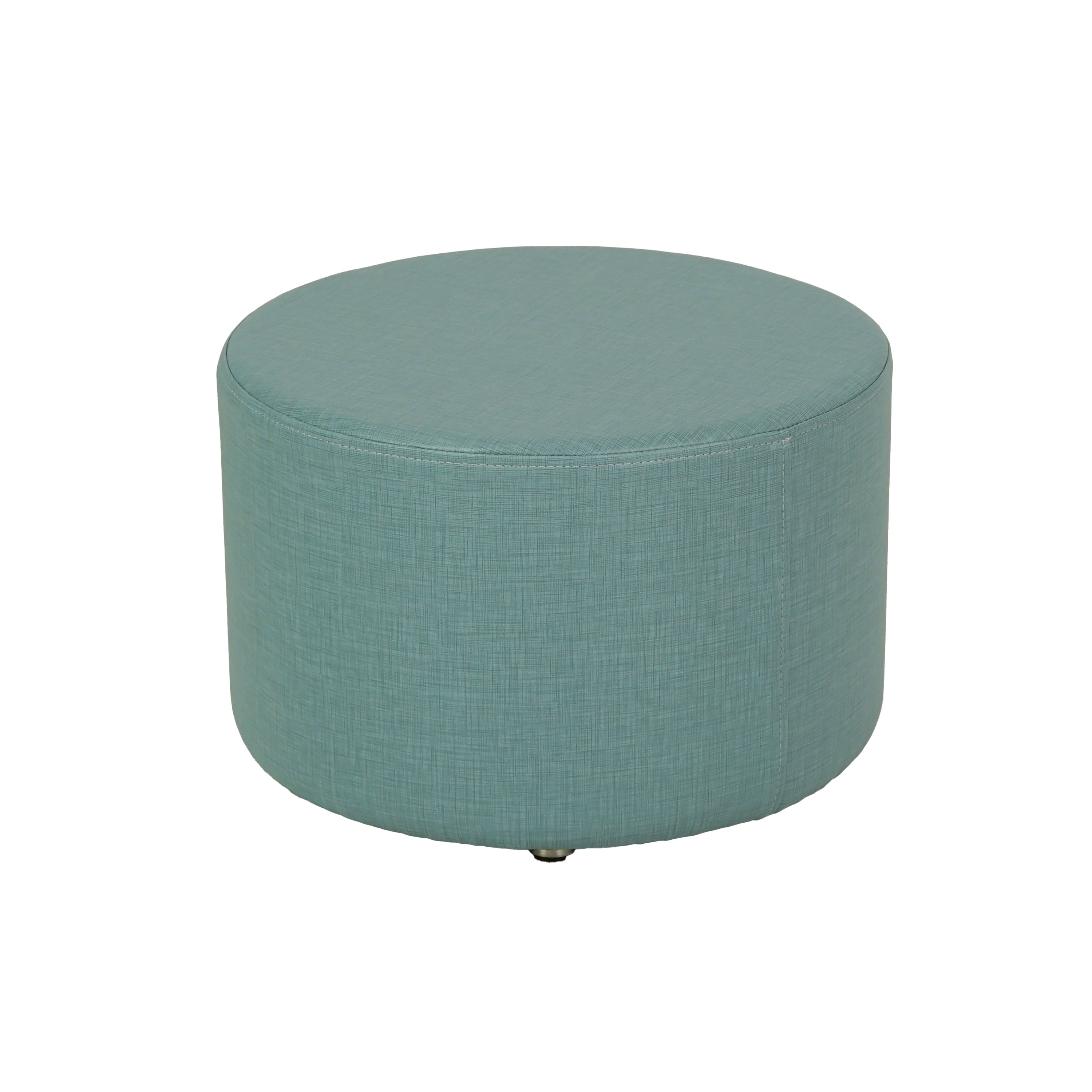 Pro Series Upholstered Round Ottoman 12" Height - Sky Blue Crosshatch