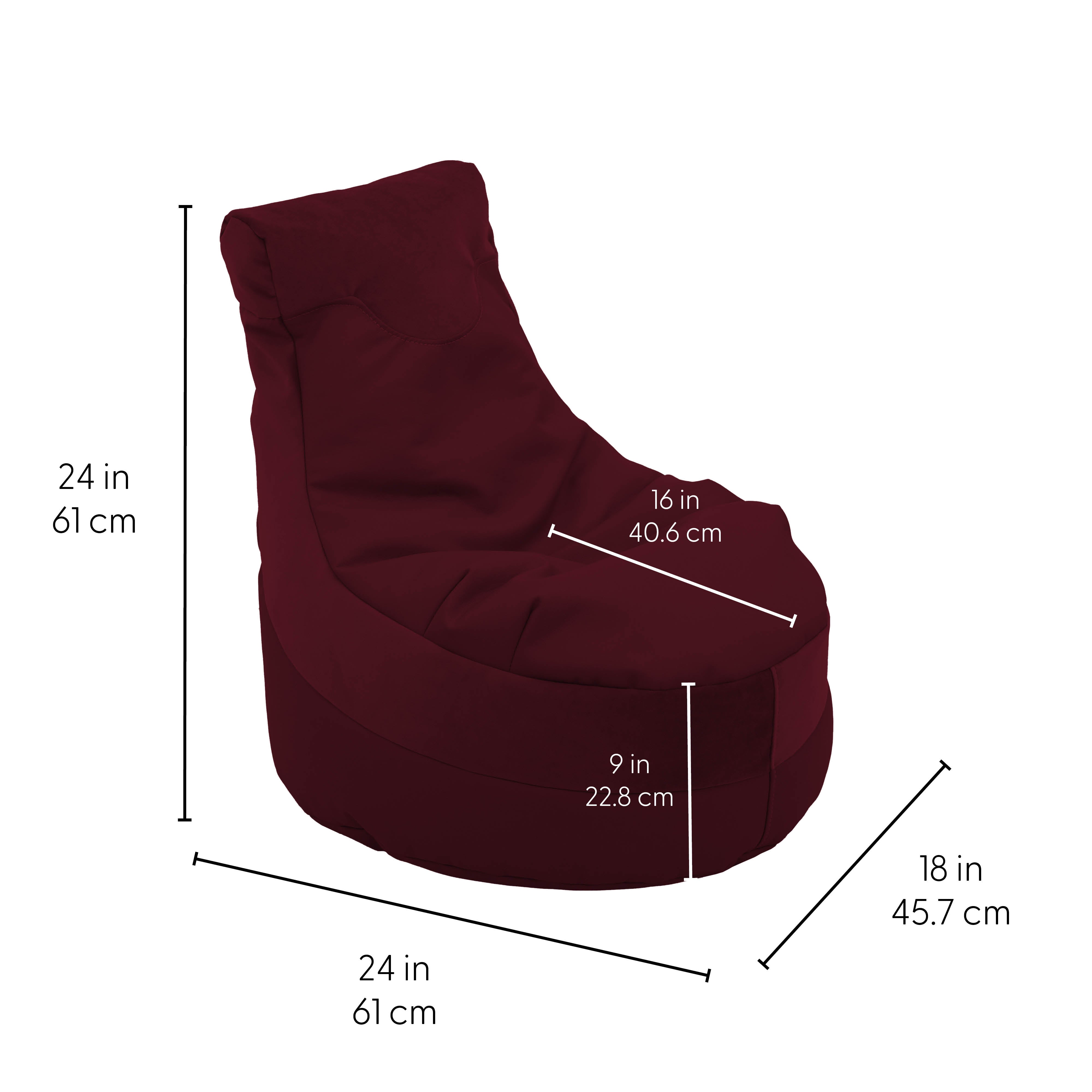 SoftScape Two-Textured Trendy Bean Bag, 2-Piece - Bordeaux