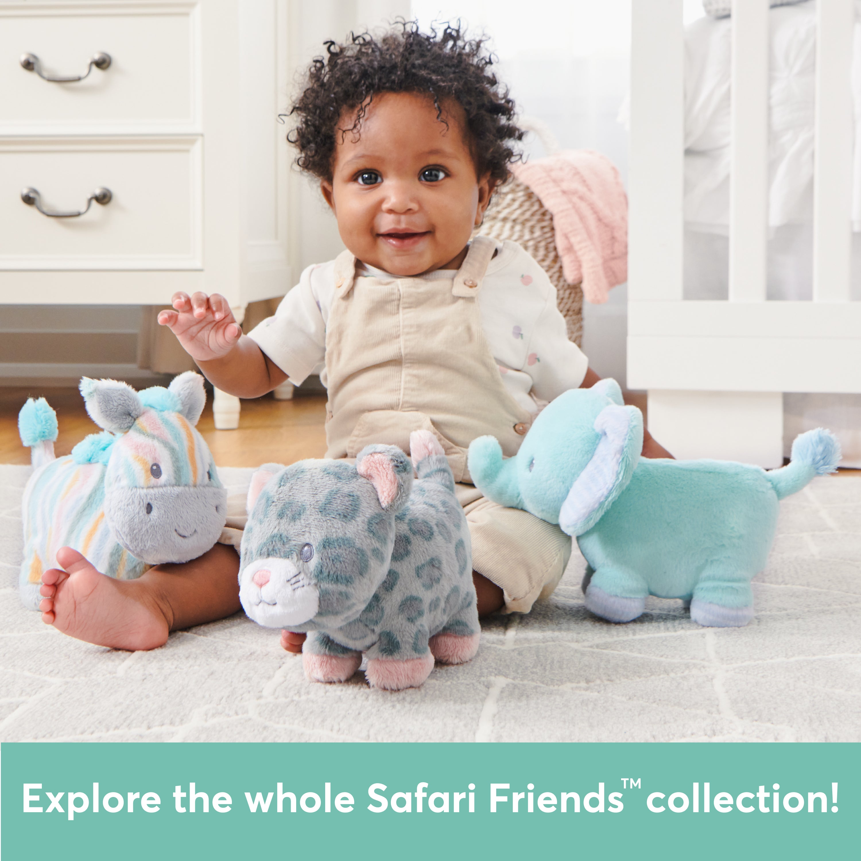 Baby GUND Safari Friends Elephant Pull-Down Musical Plush, Travel Friendly Sensory Toy with Stroller Loop for Ages 0 and Up, Blue, 12”