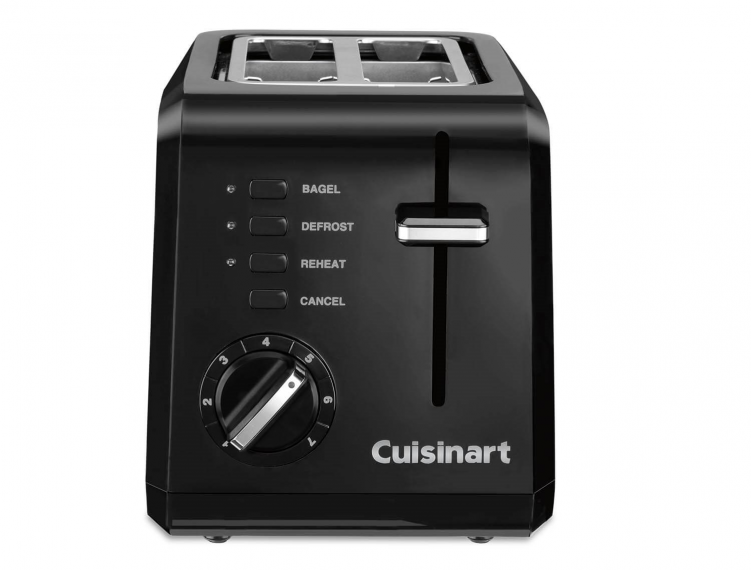 2 Slice Compact Plastic Toaster - Black