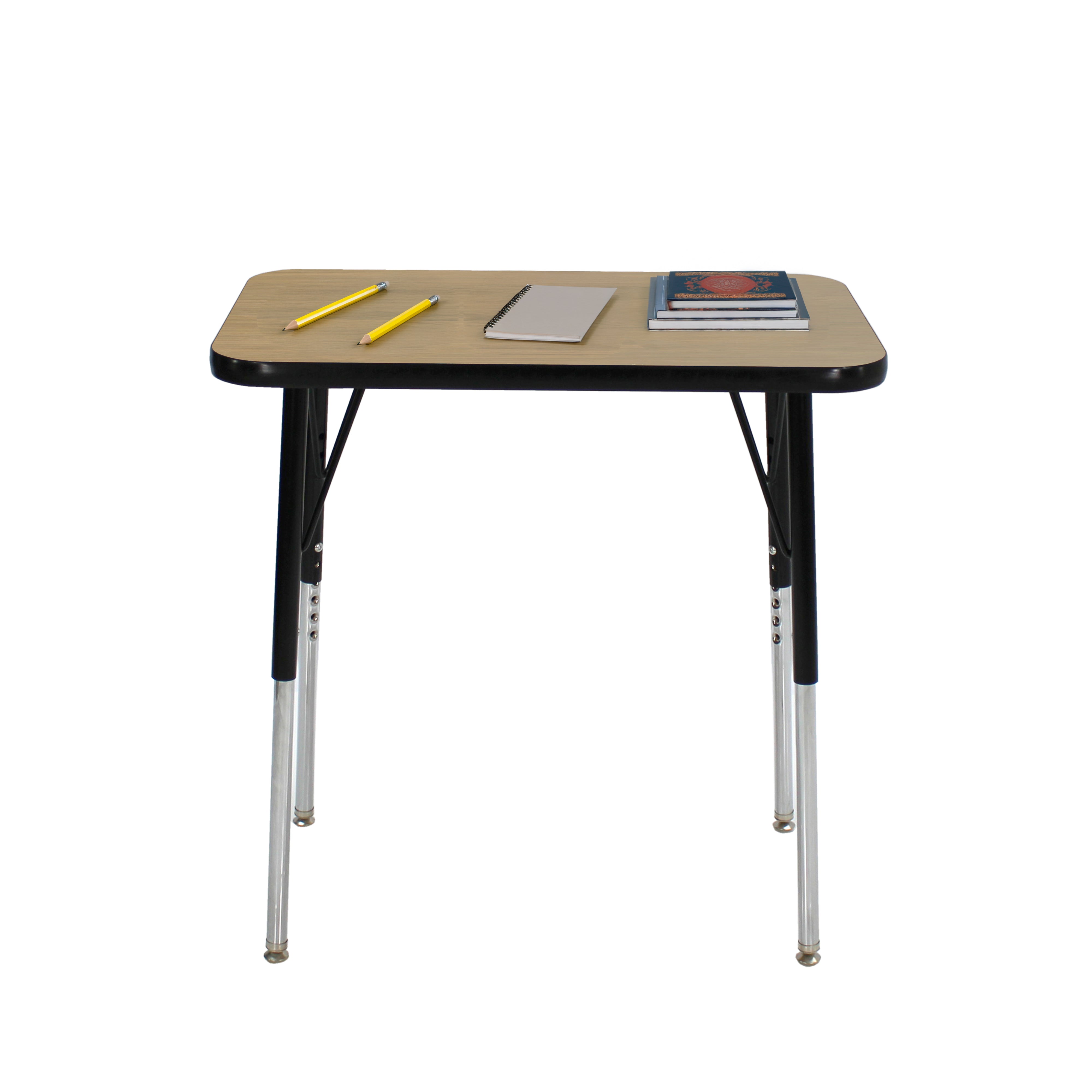 18" x 30" Rectangle T-Molding Activity Table with Adjustable Standard Swivel Glide Legs - Pasadena Oak/Black